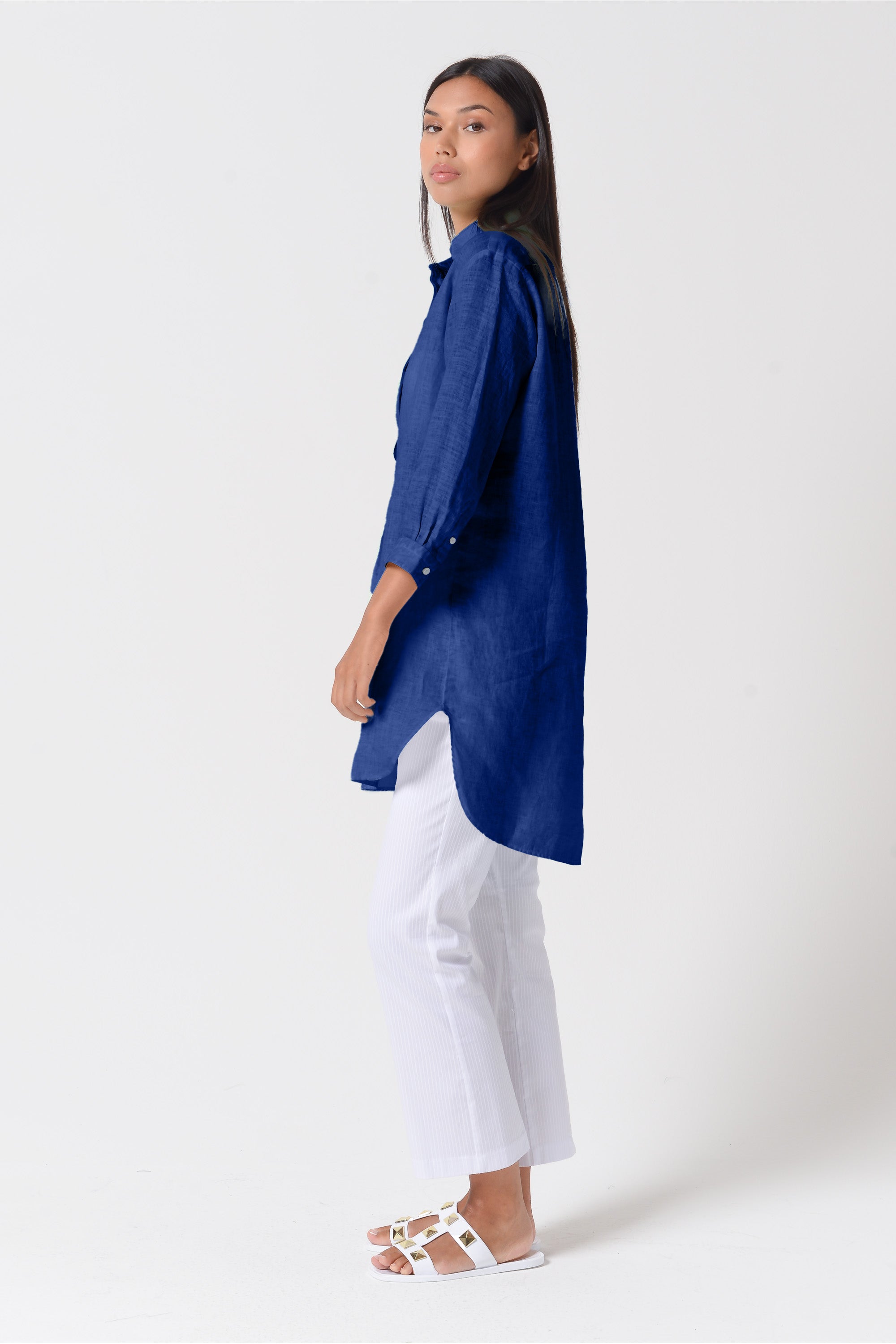 Mini Linen Shirtdress - Royal