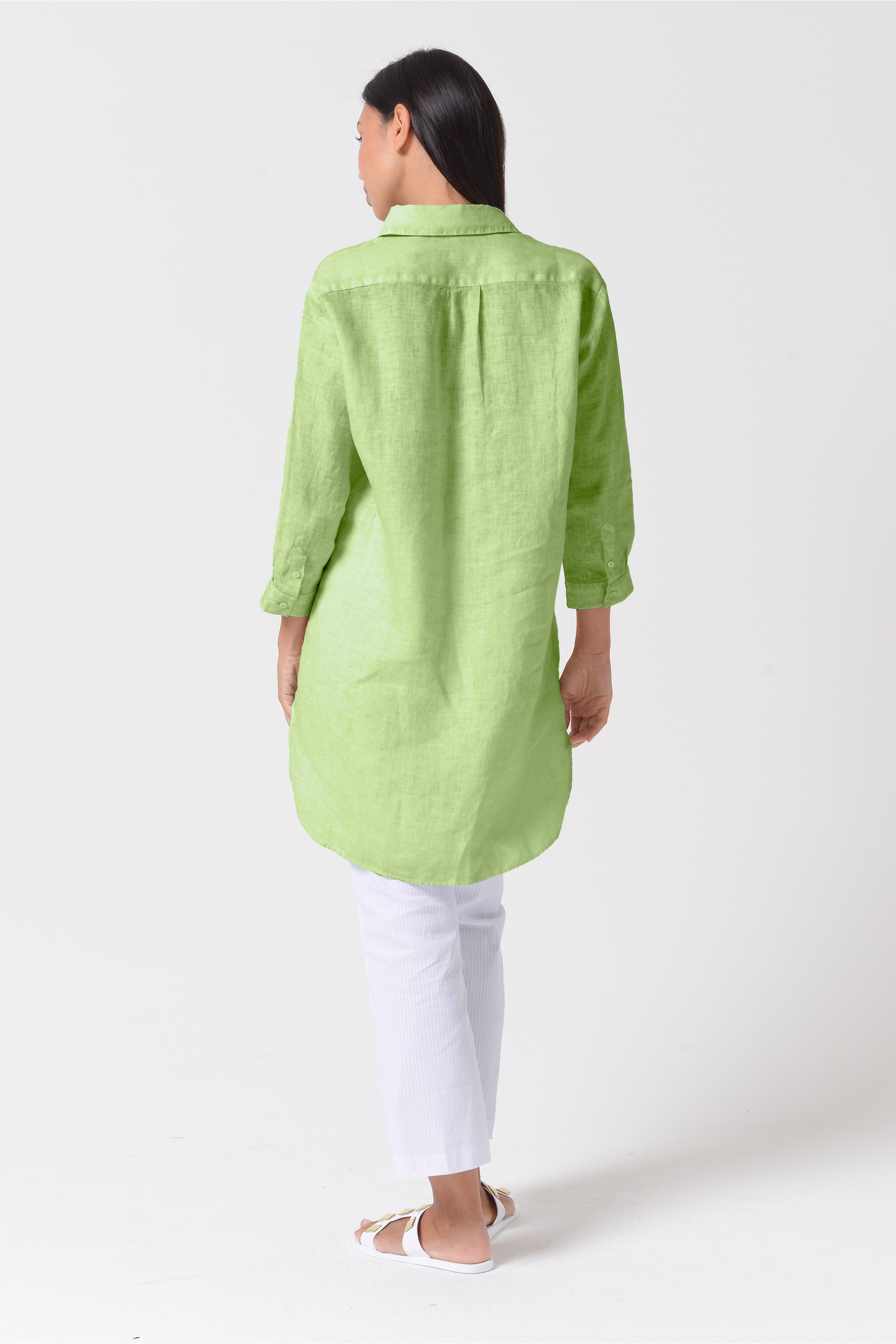 Mini Linen Shirtdress - Kiwi