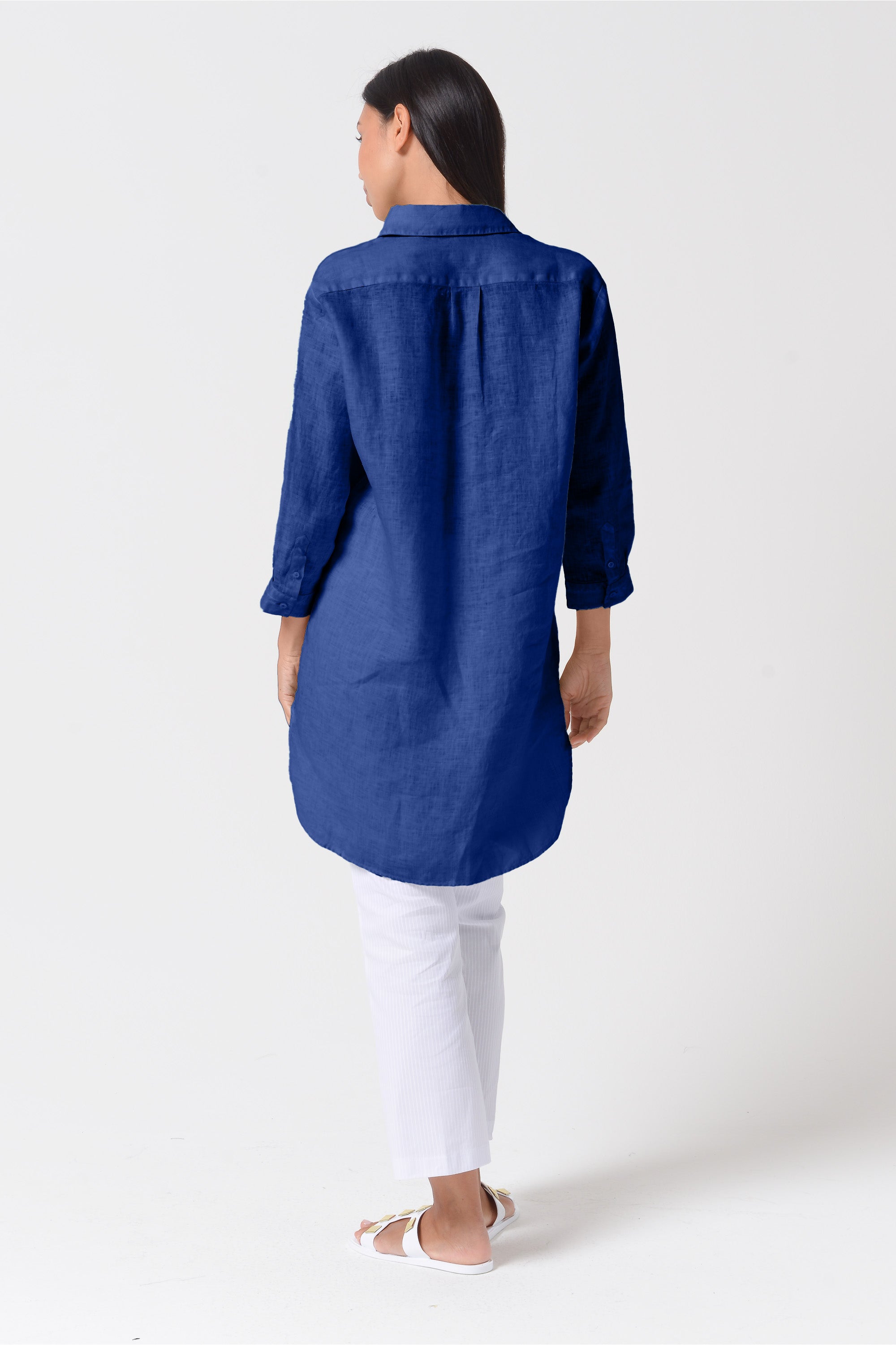 Mini Linen Shirtdress - Royal