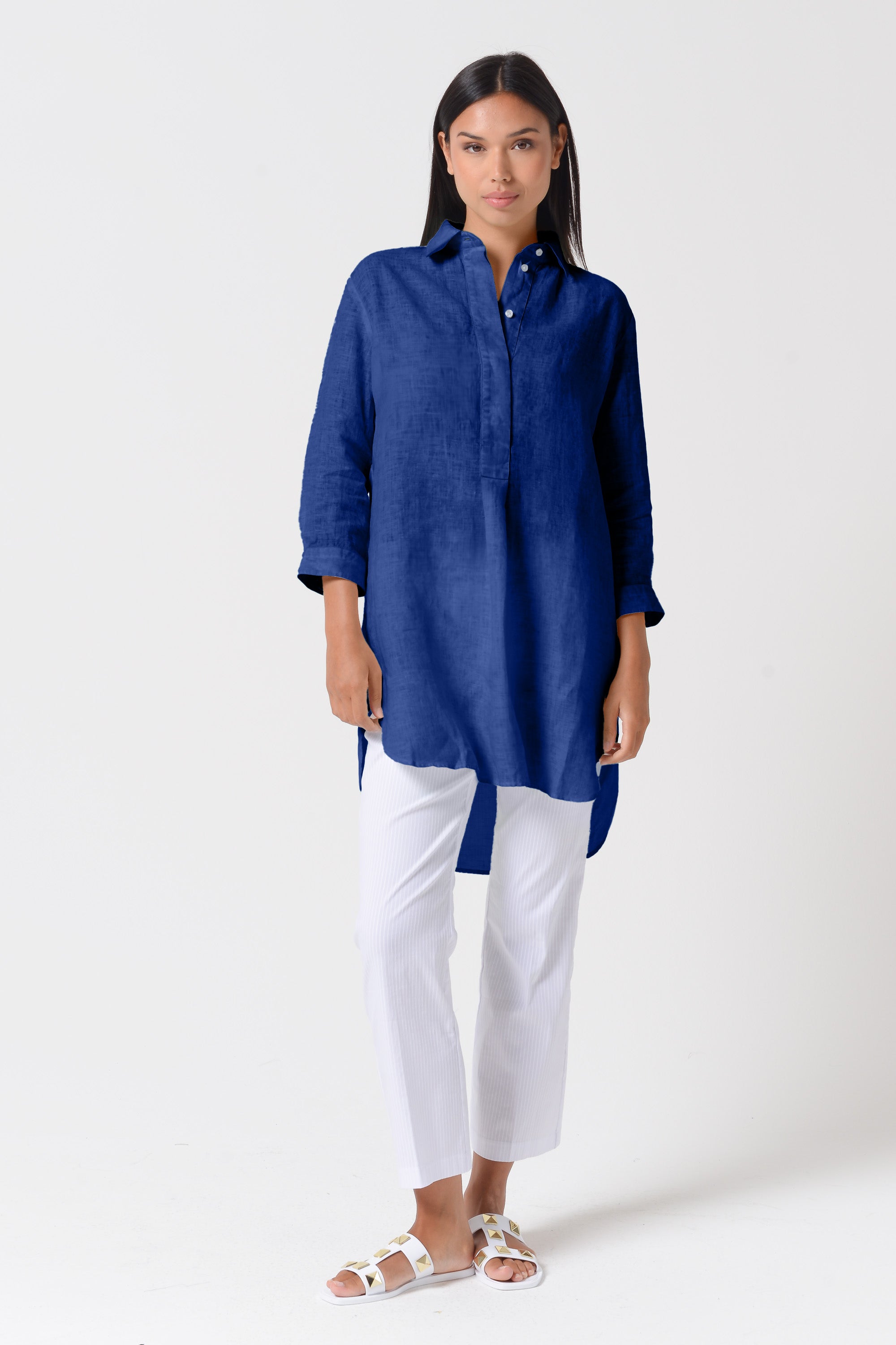 Mini Linen Shirtdress - Royal