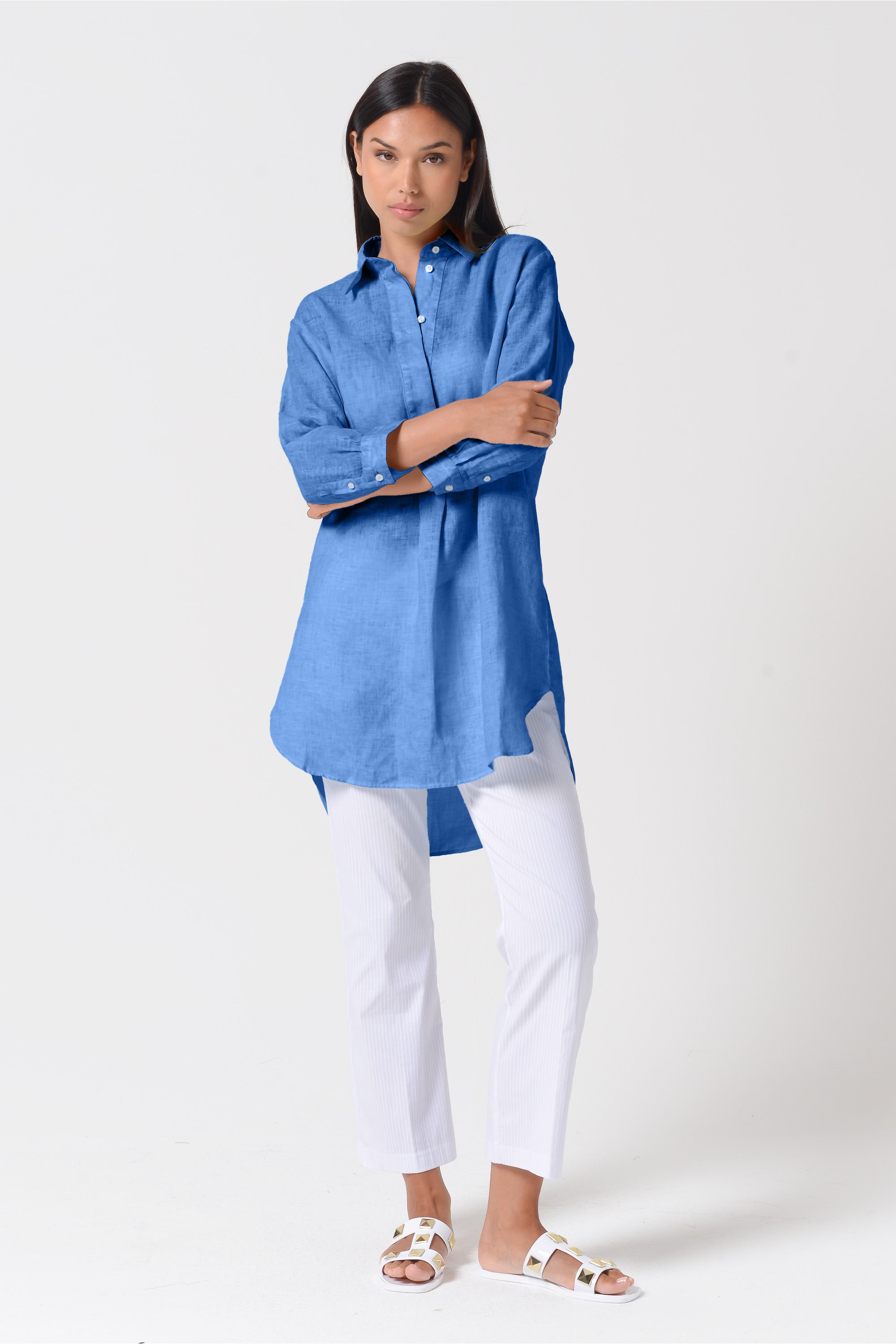 Mini Linen Shirtdress - Oceano