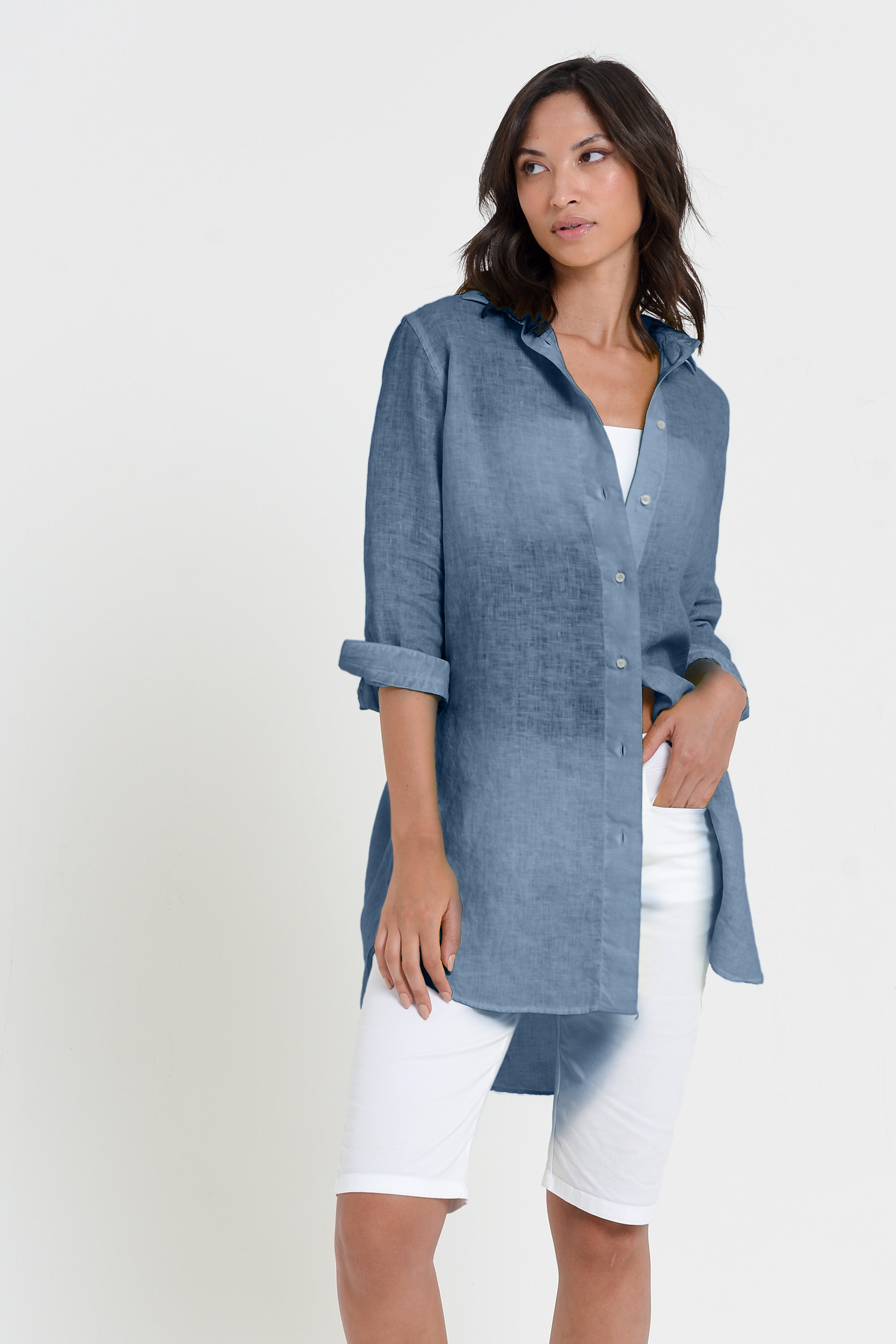 Effortless Linen Shirtdress - Jeans