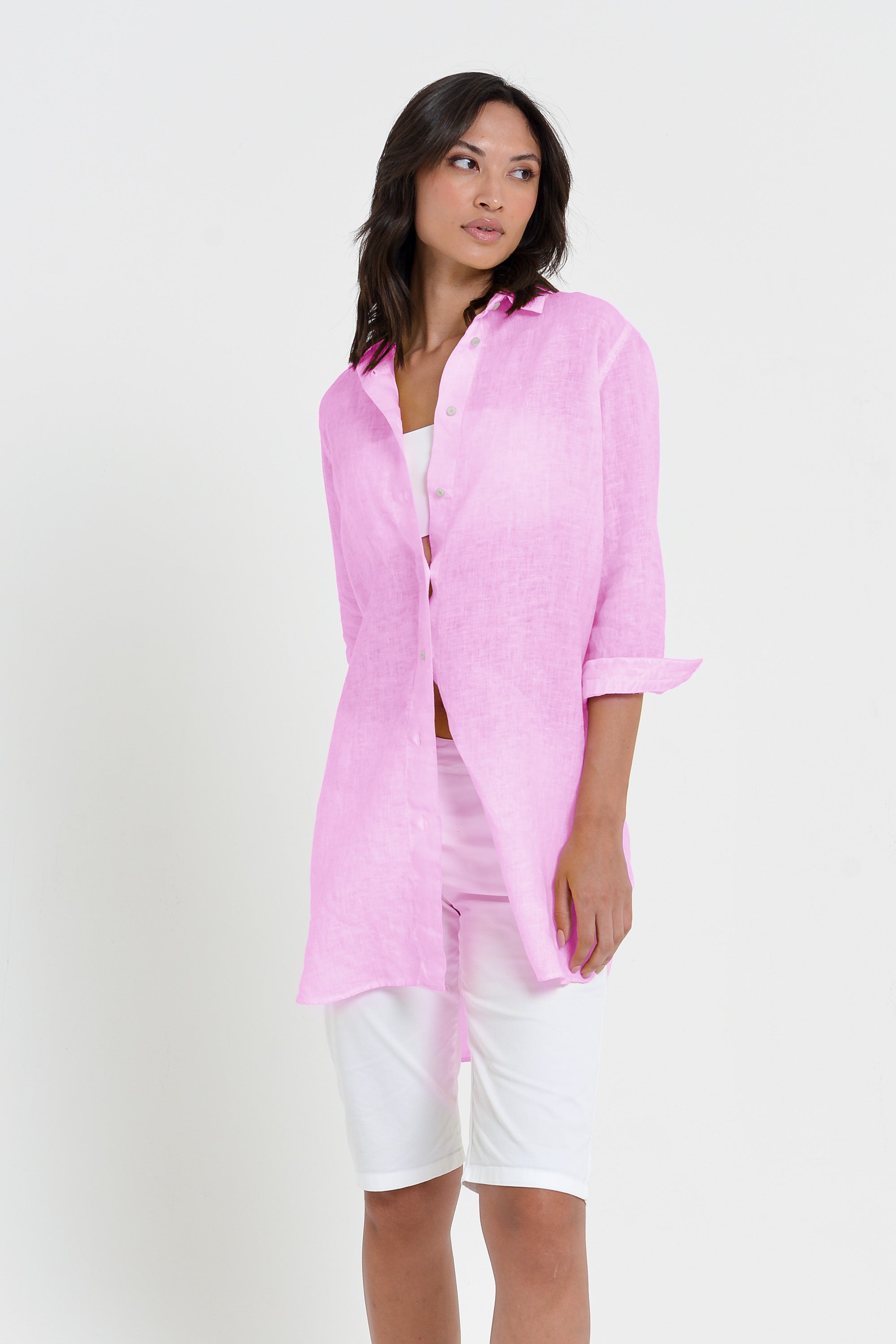 Effortless Linen Shirtdress - Candy