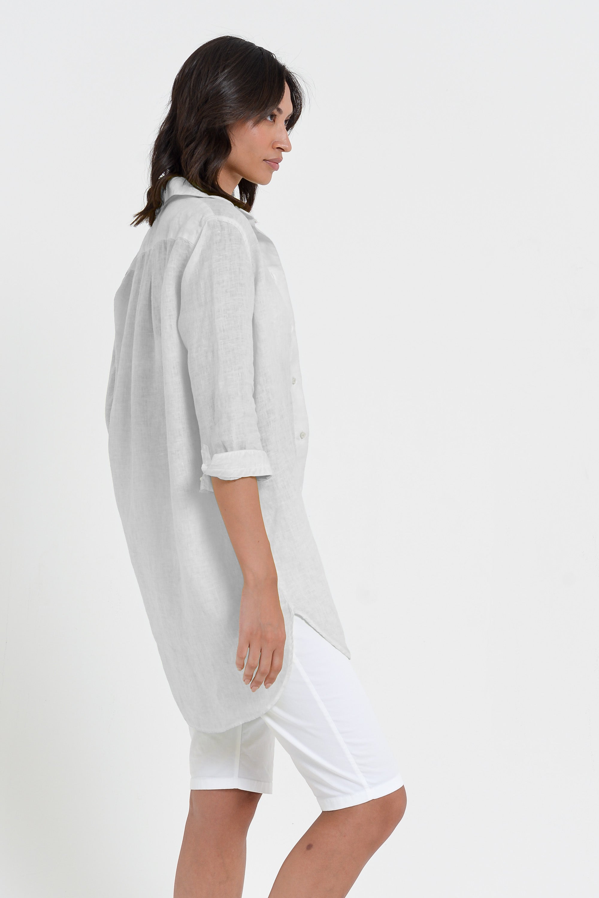 Chemisier Aperto Lino - Marmo
