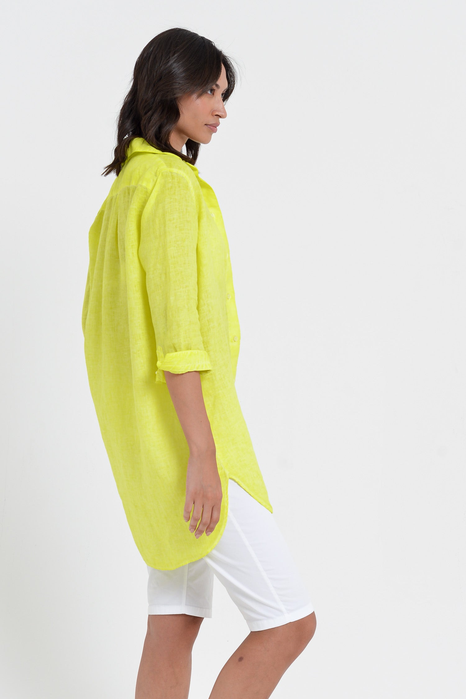 Effortless Linen Shirtdress - Lime
