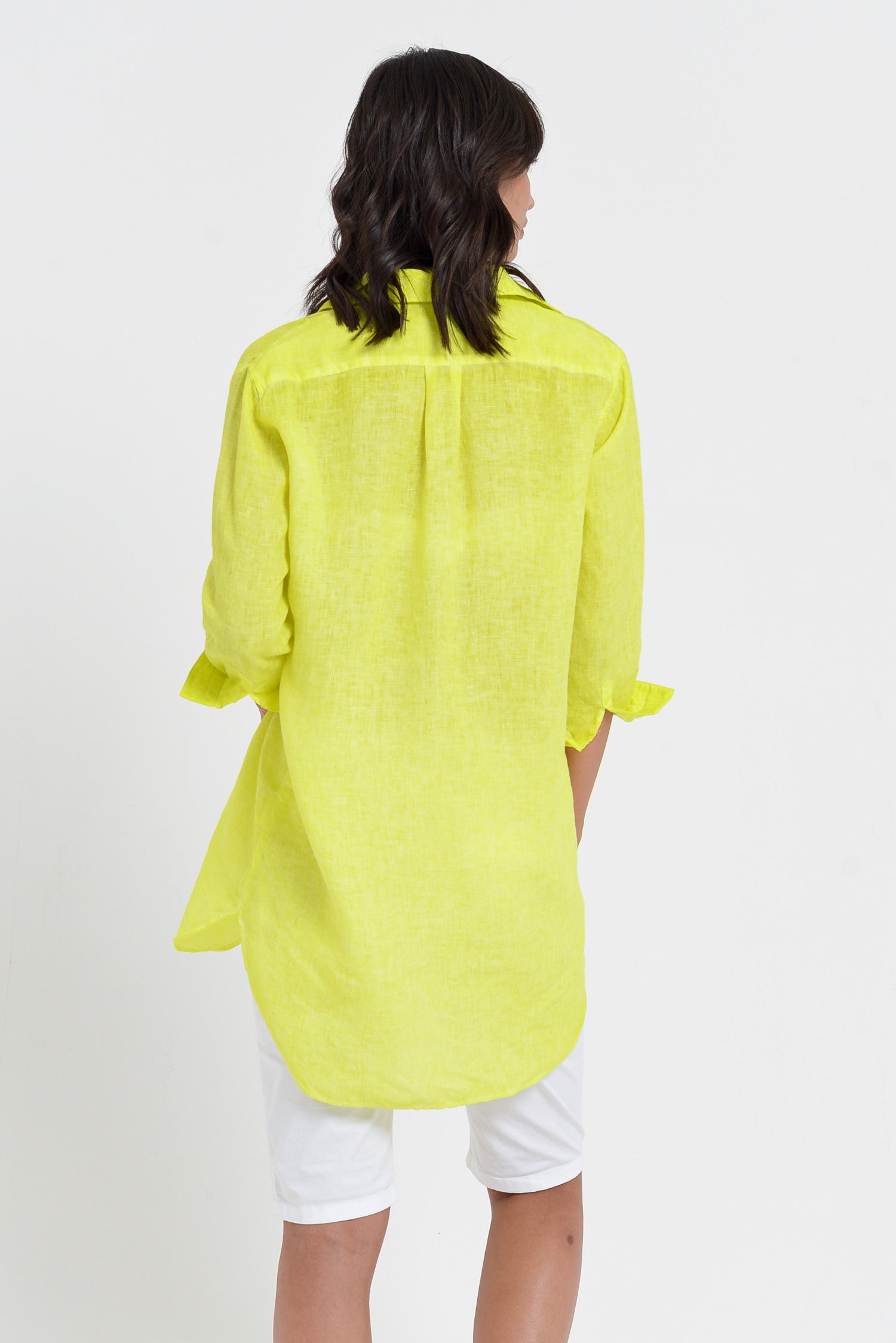 Effortless Linen Shirtdress - Lime