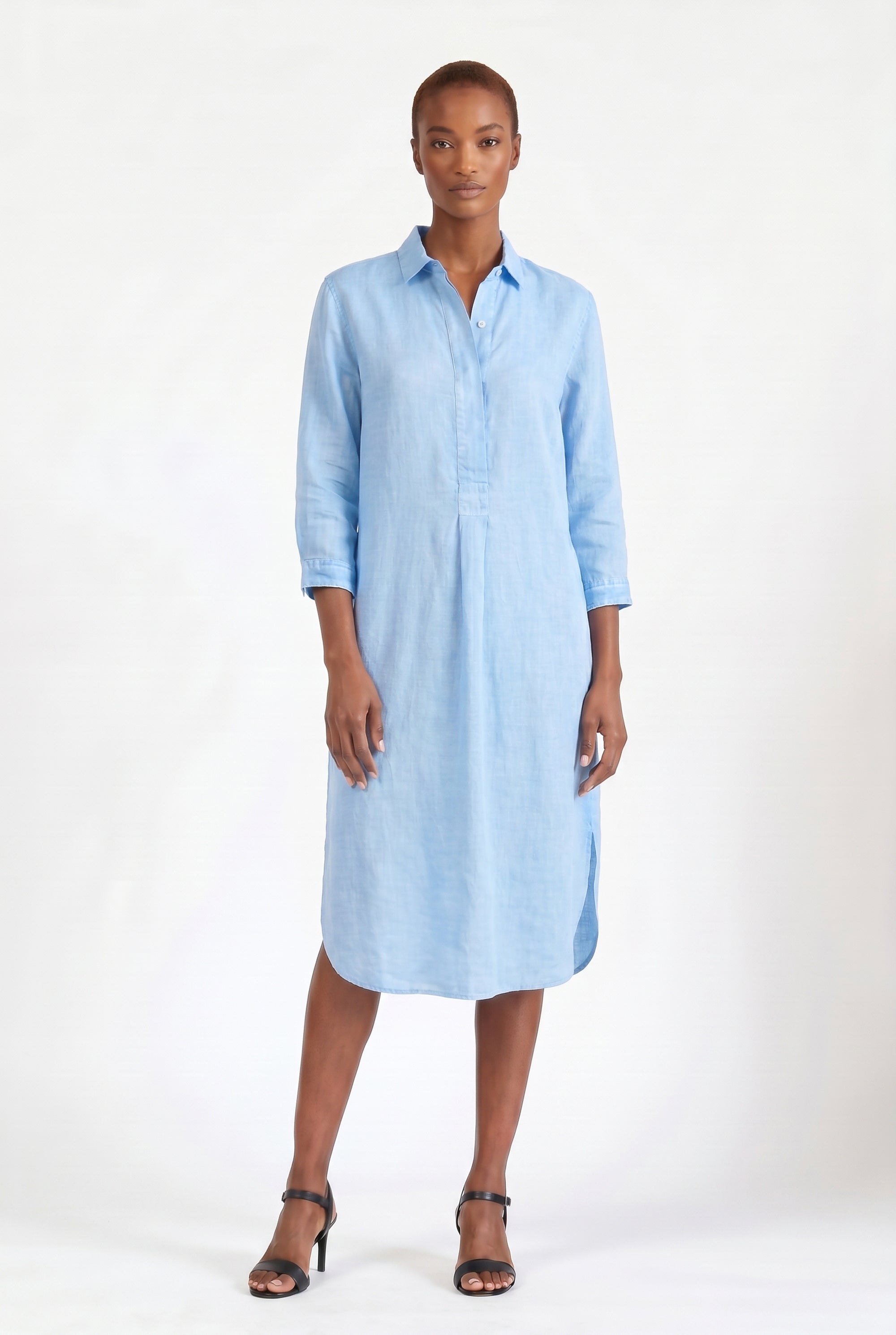 Long Voile Shirtdress - Cielo