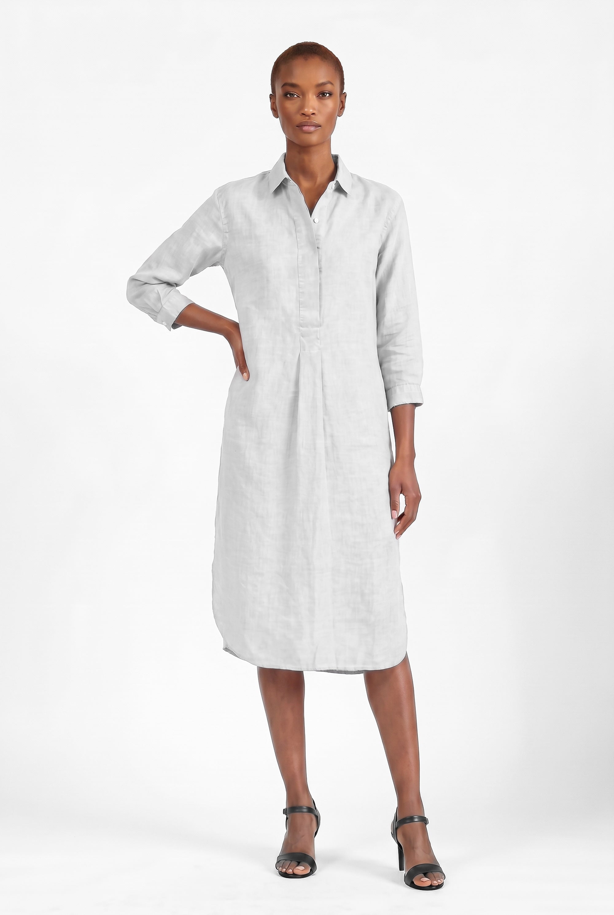 Long Voile Shirtdress - Marmo