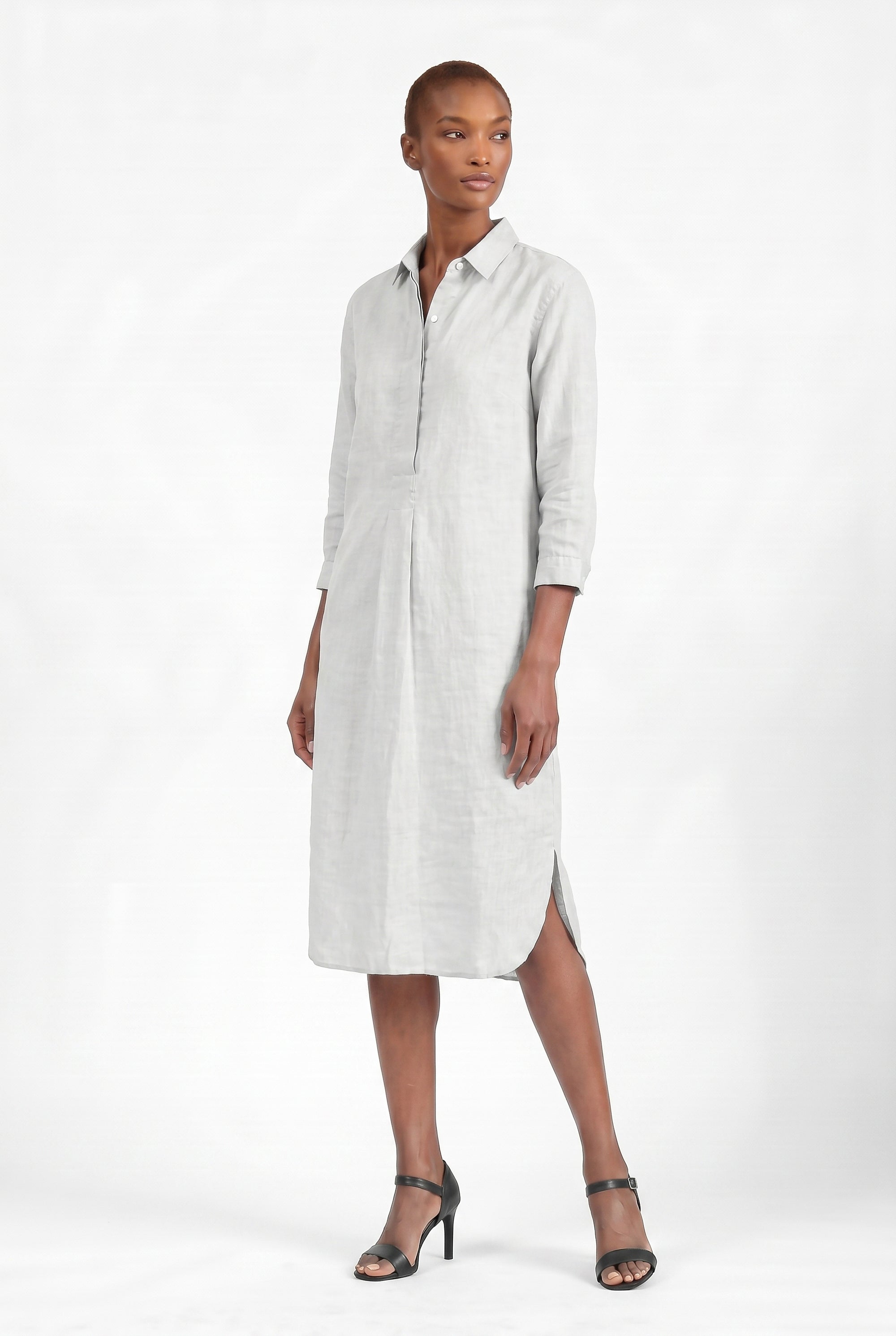 Long Voile Shirtdress - Marmo