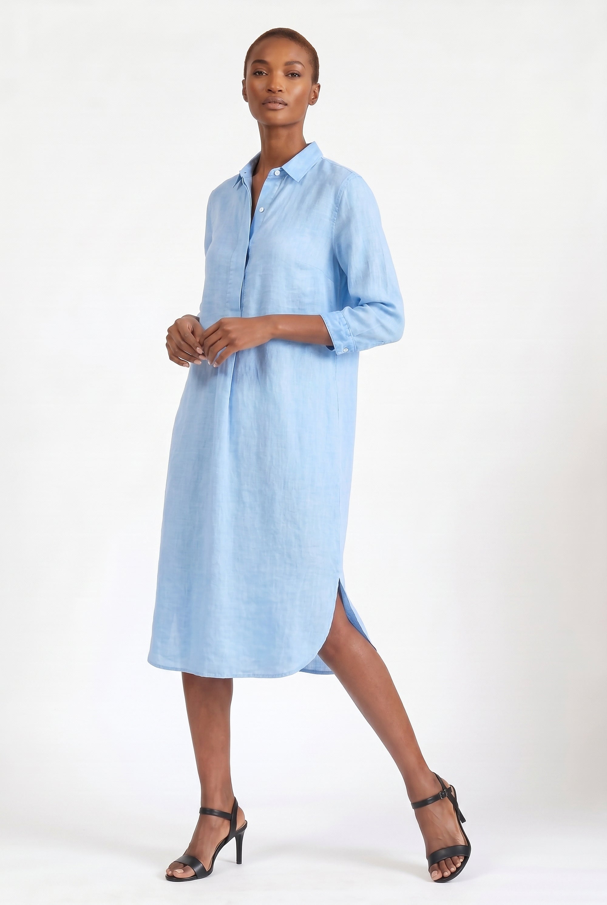 Long Voile Shirtdress - Cielo