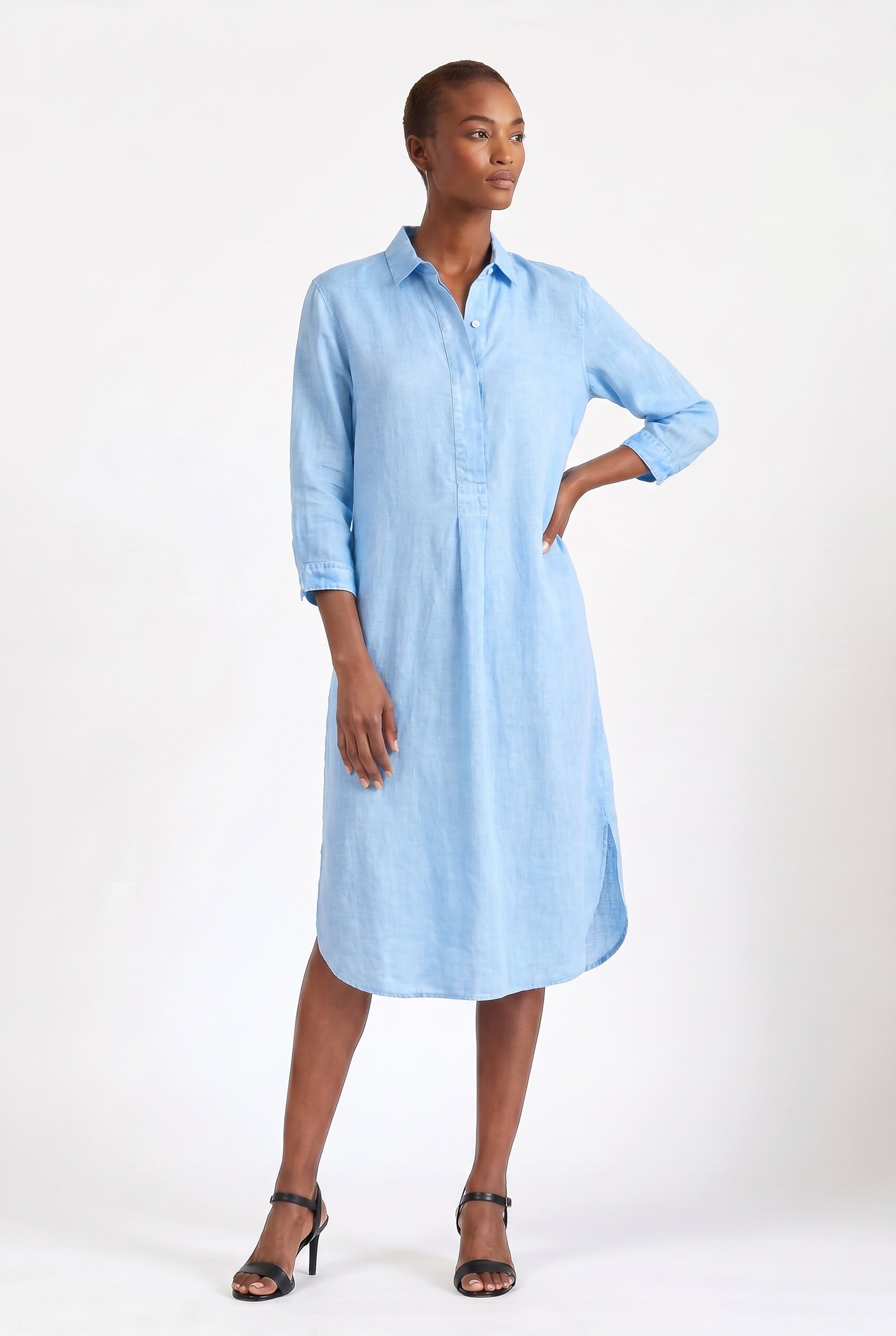 Long Voile Shirtdress - Cielo