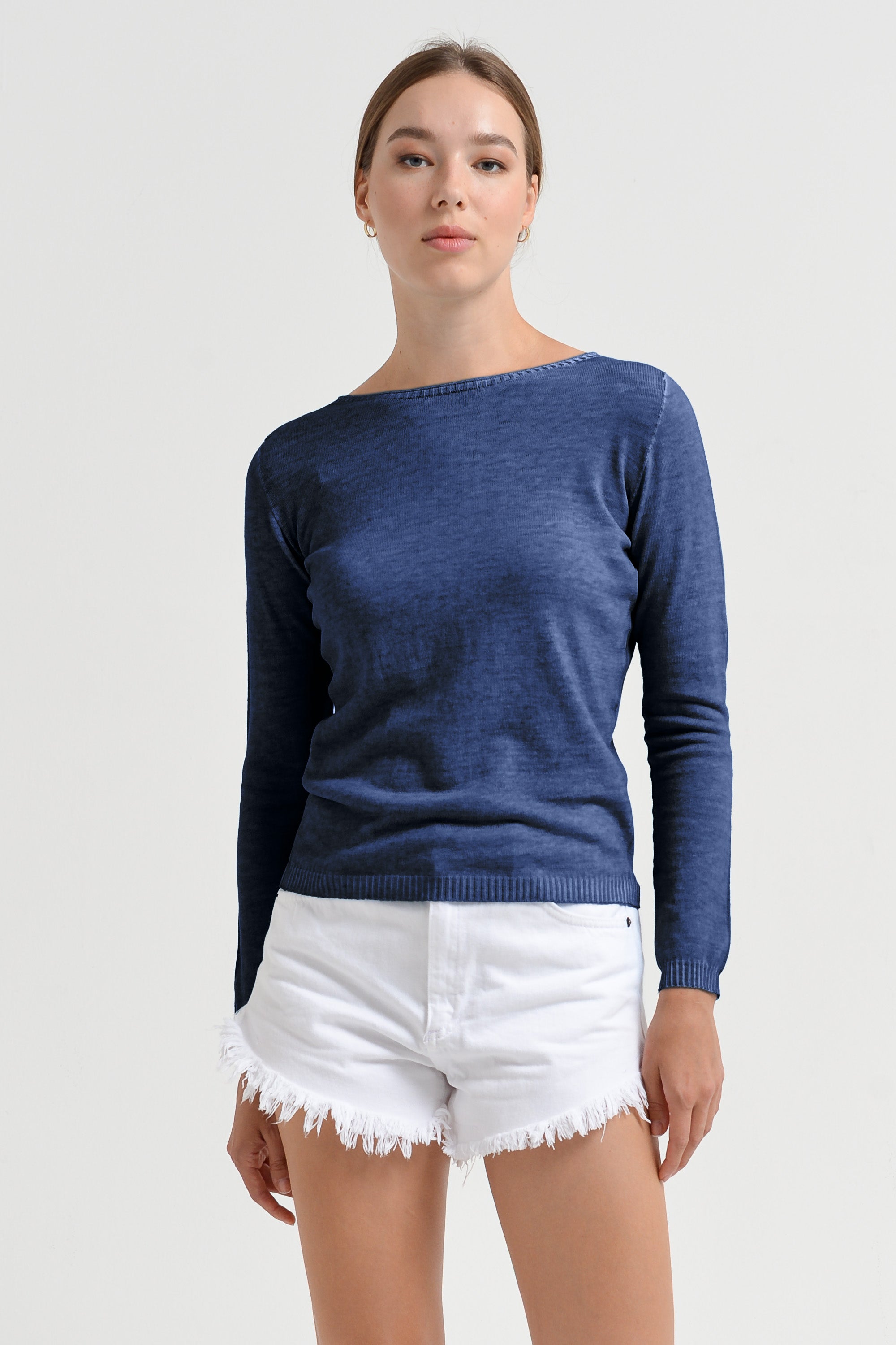 Crew Neck Cotton Jumper - Nautico
