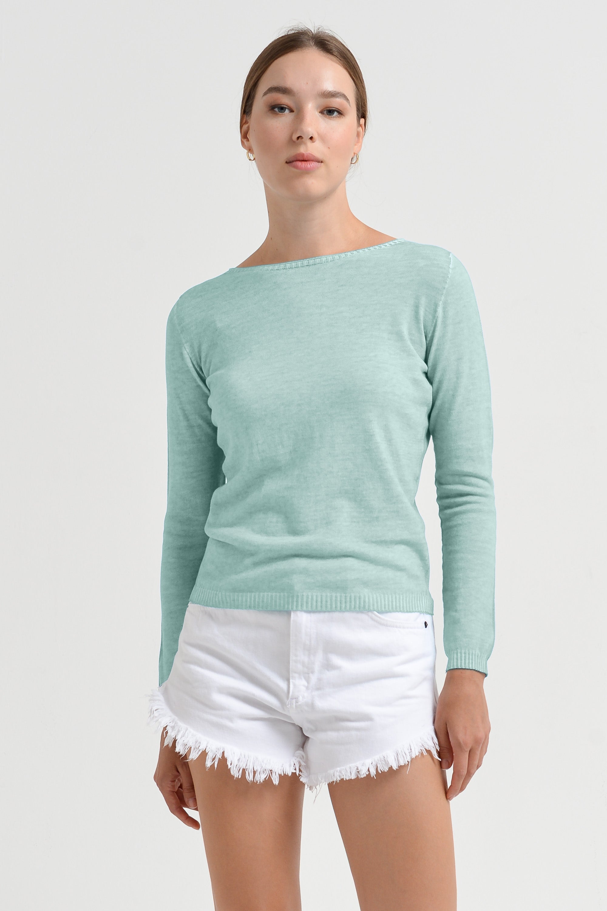 Crew Neck Cotton Jumper - Tahiti