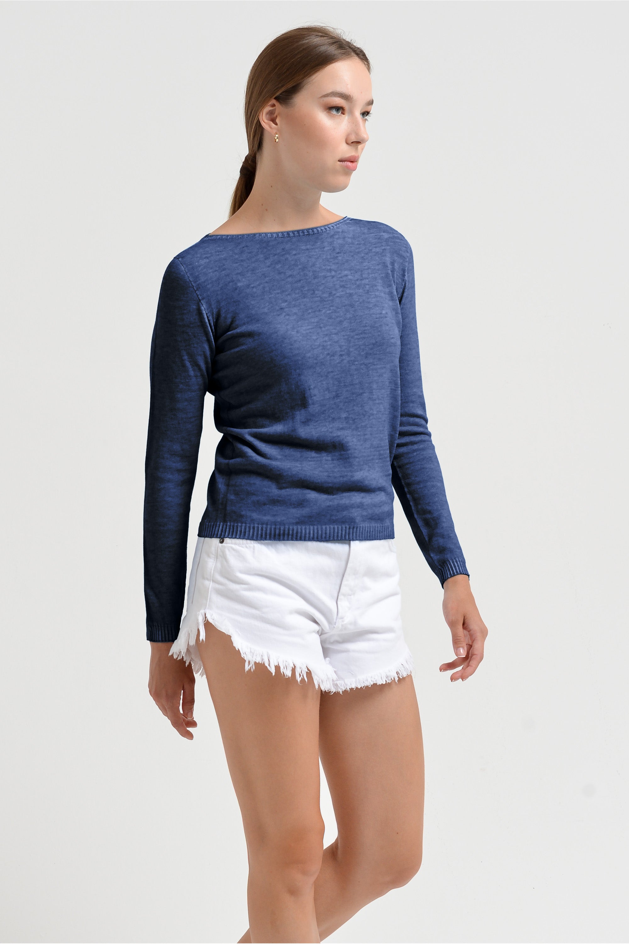 Crew Neck Cotton Jumper - Nautico