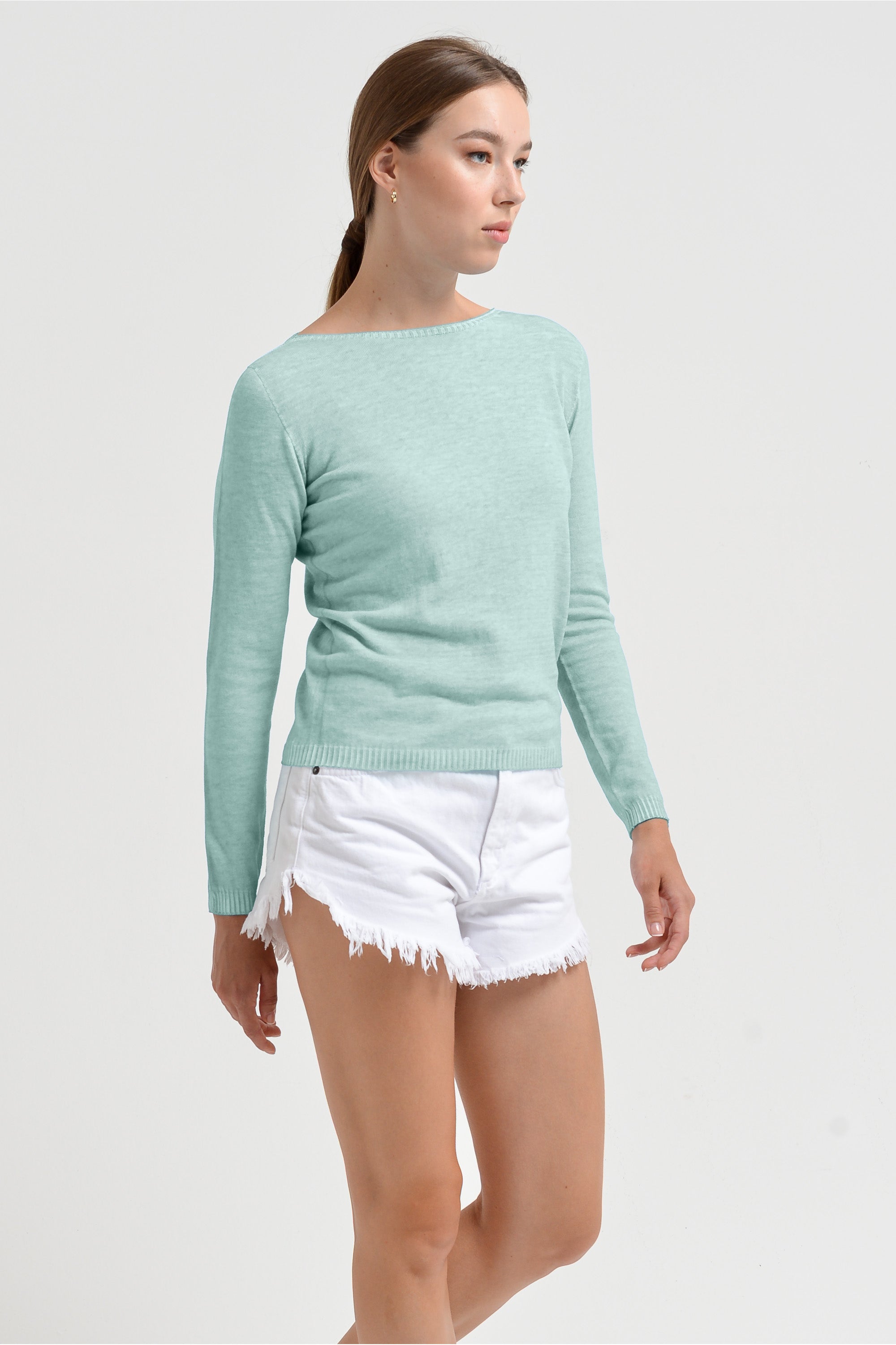Crew Neck Cotton Jumper - Tahiti