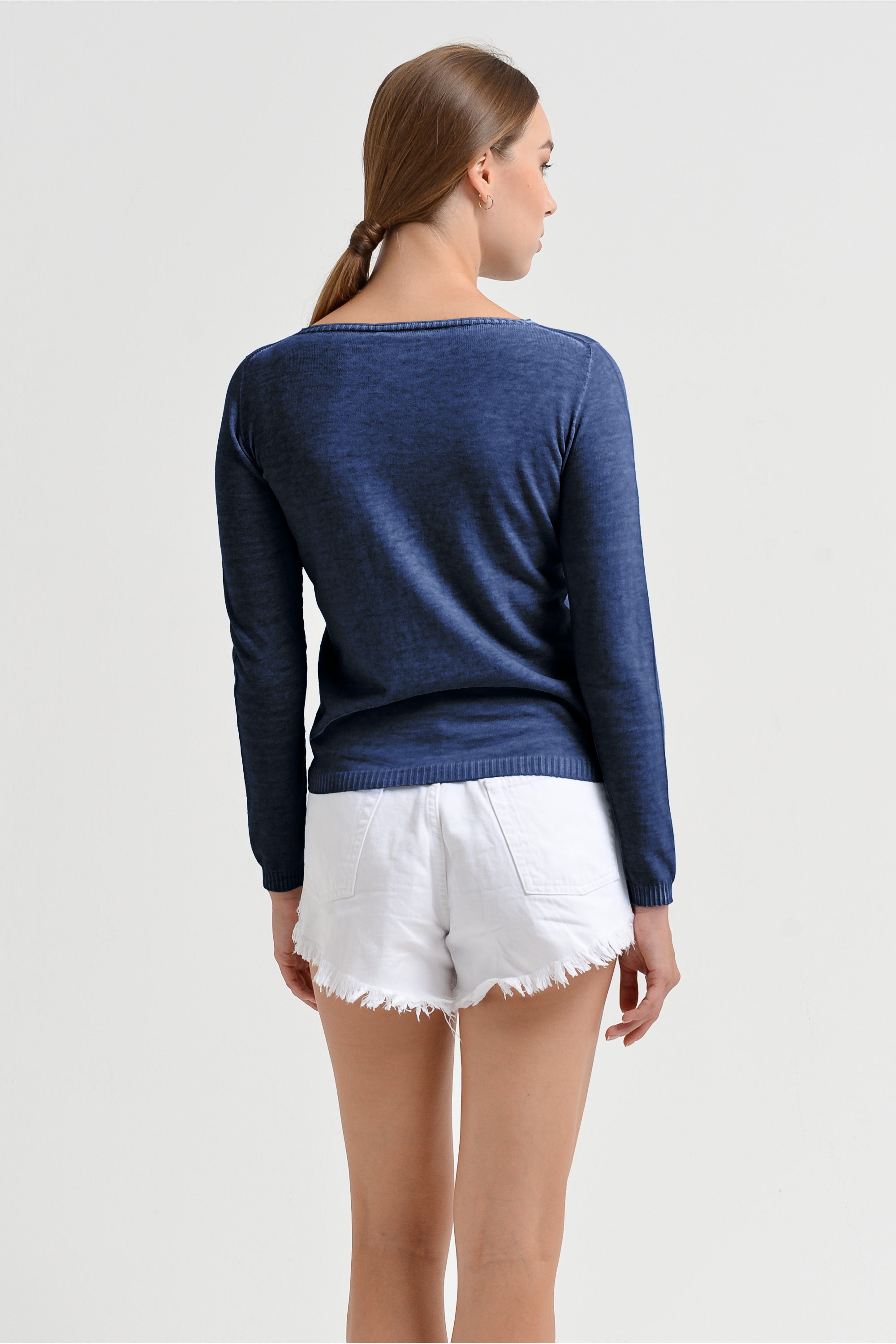 Crew Neck Cotton Jumper - Nautico