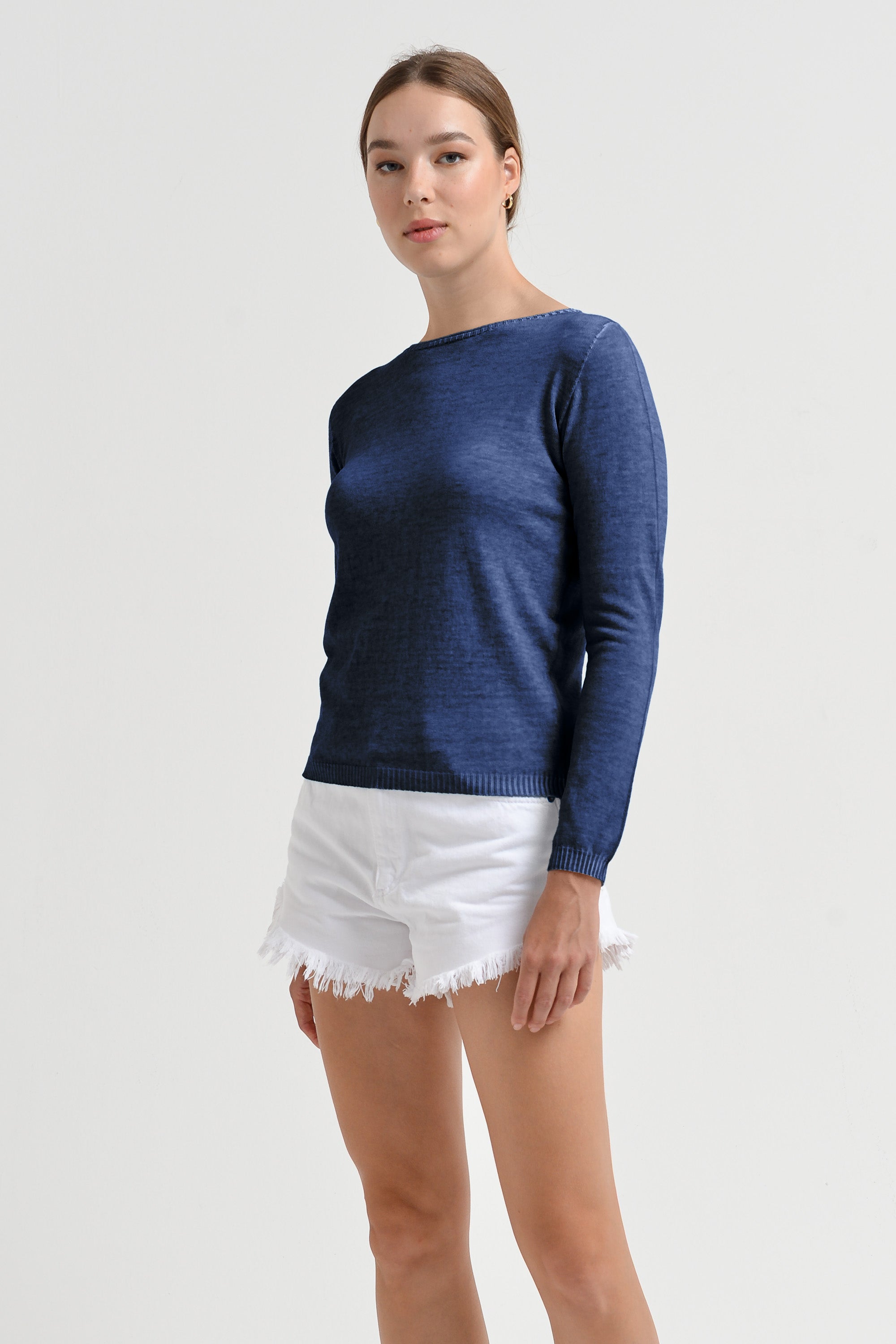 Crew Neck Cotton Jumper - Nautico