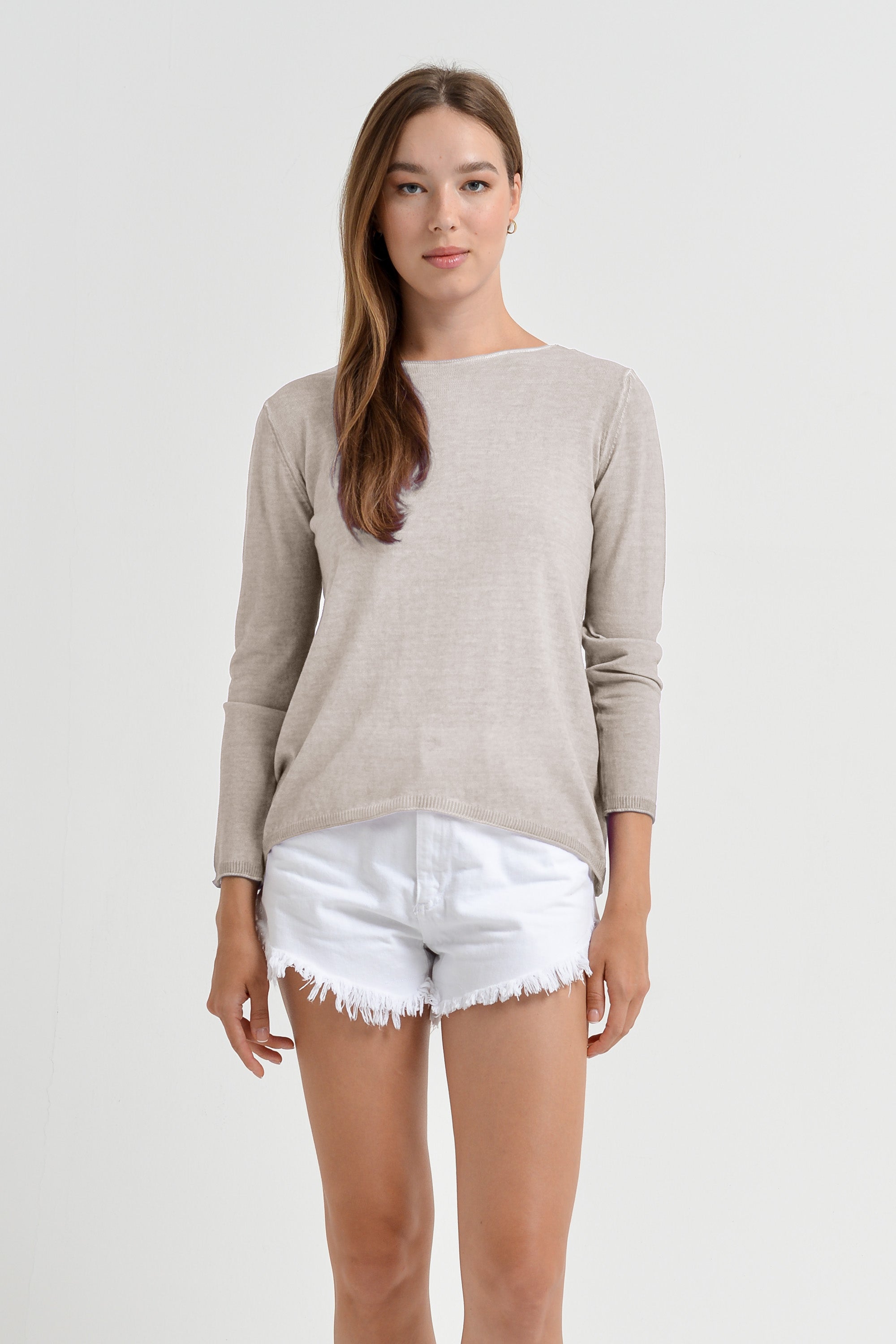Boat Neck Cotton Sweater - Canapa