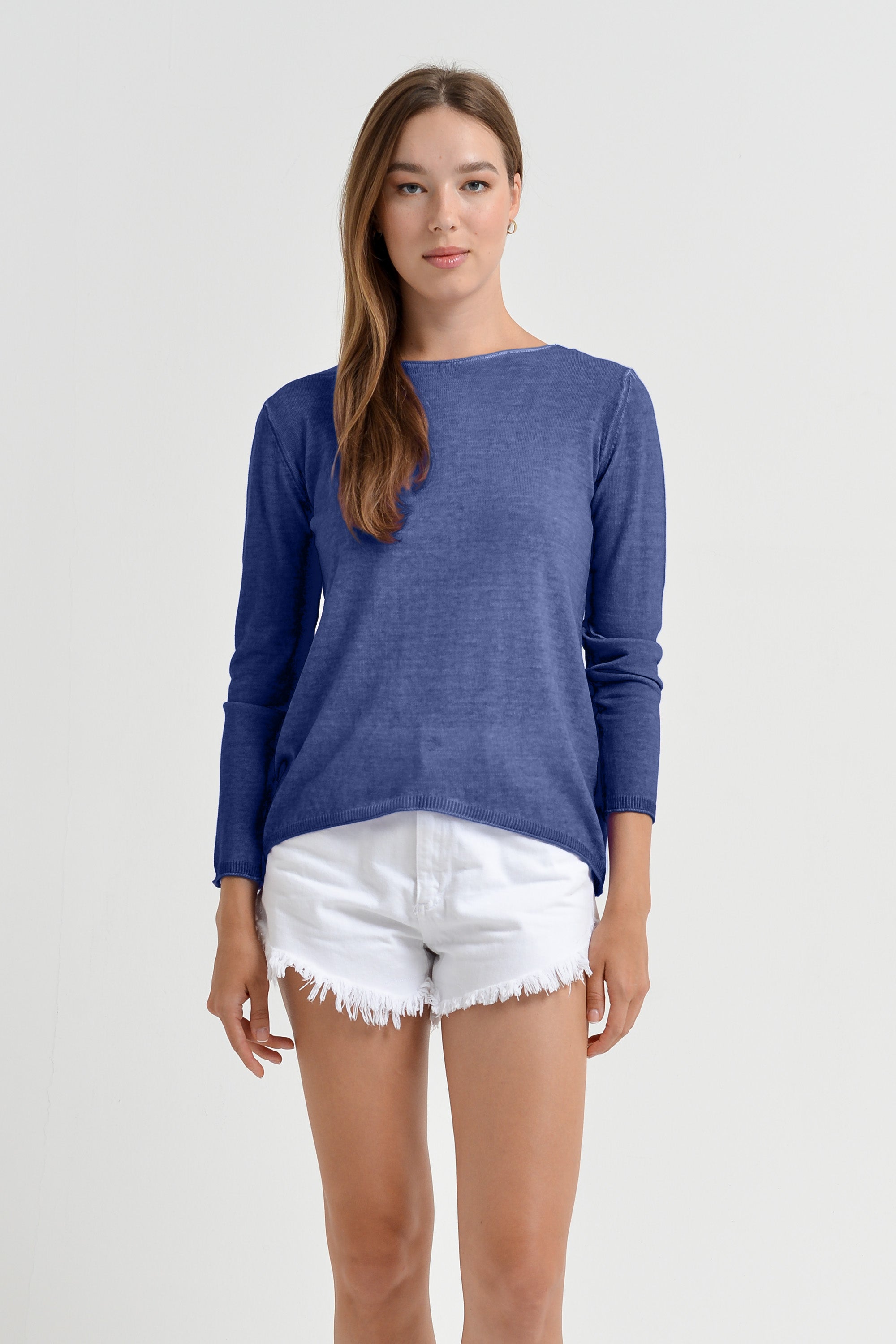 Boat Neck Cotton Sweater - Whale