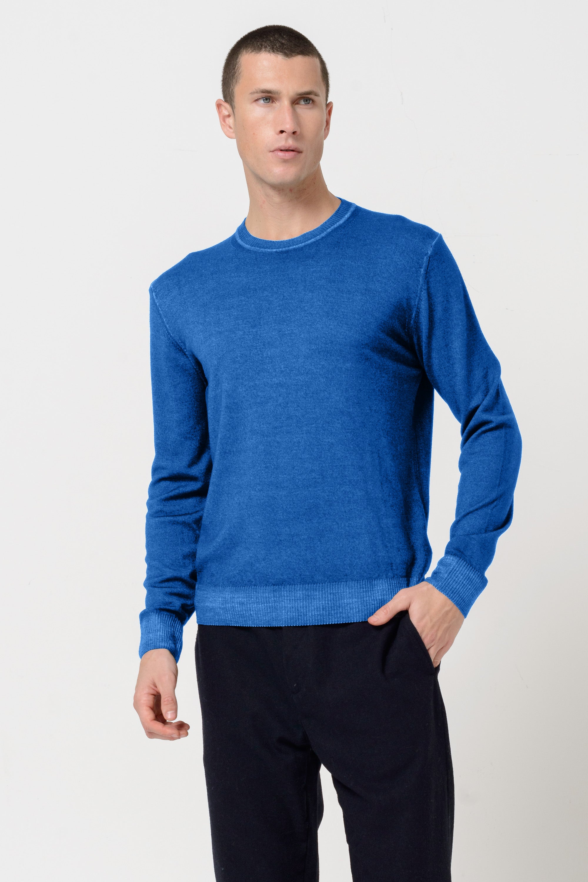 Gills Extra Fine Merino Crewneck Sweater - Lake