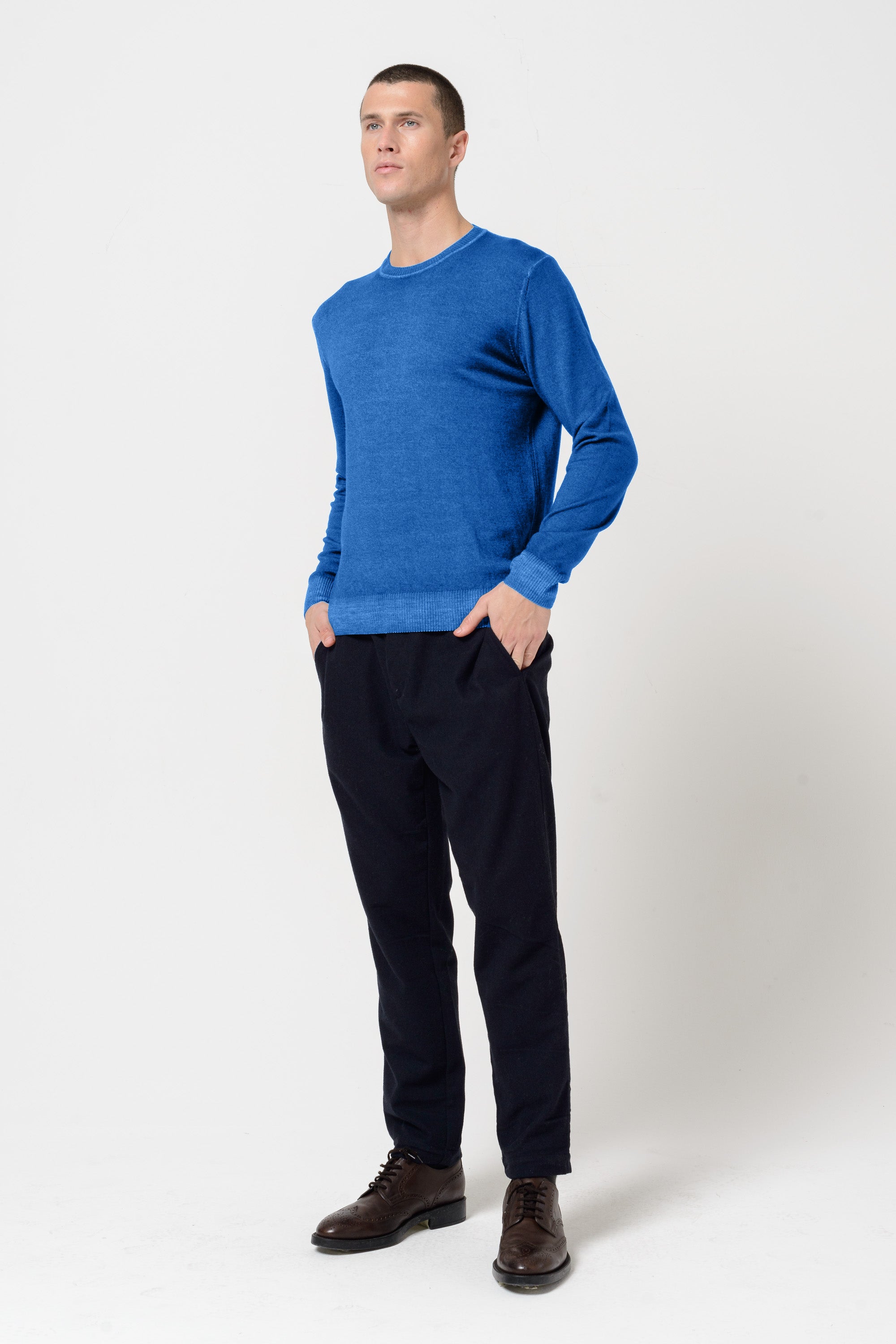 Gills Extra Fine Merino Crewneck Sweater - Lake