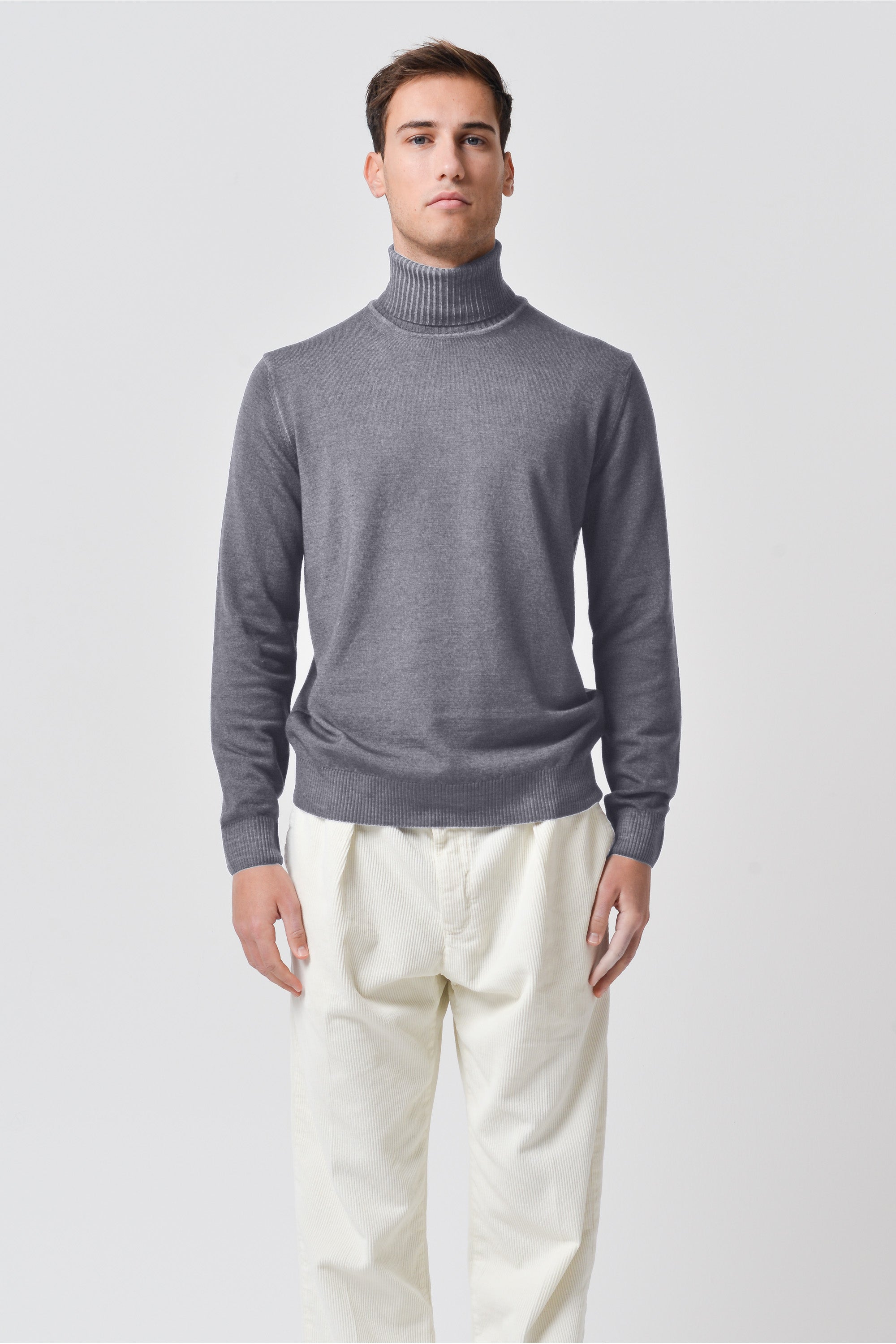 Haster - Extrafine Merino Wool Turtleneck Sweater - Cenere