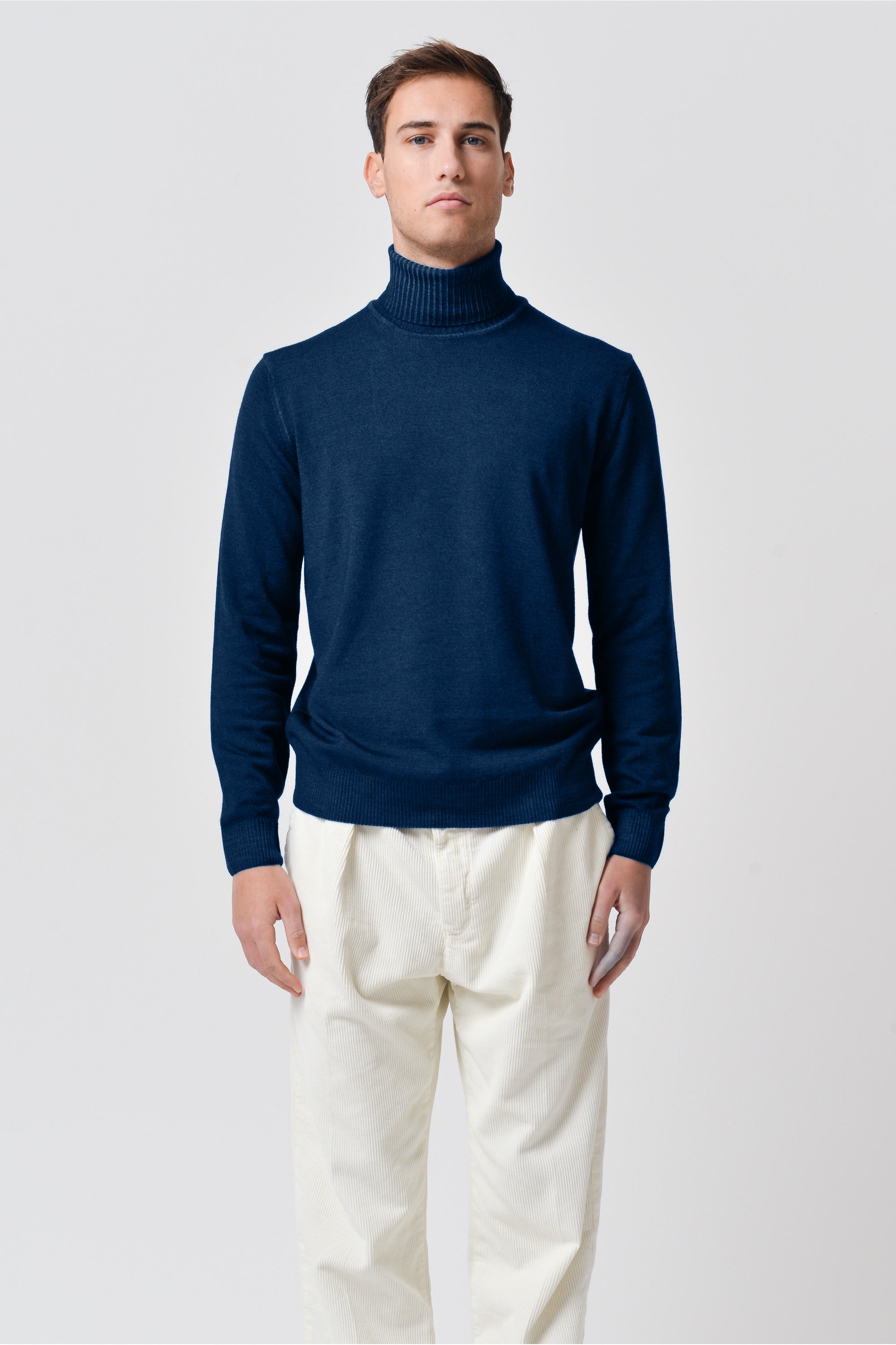 Haster - Extrafine Merino Wool Turtleneck Sweater - Navy