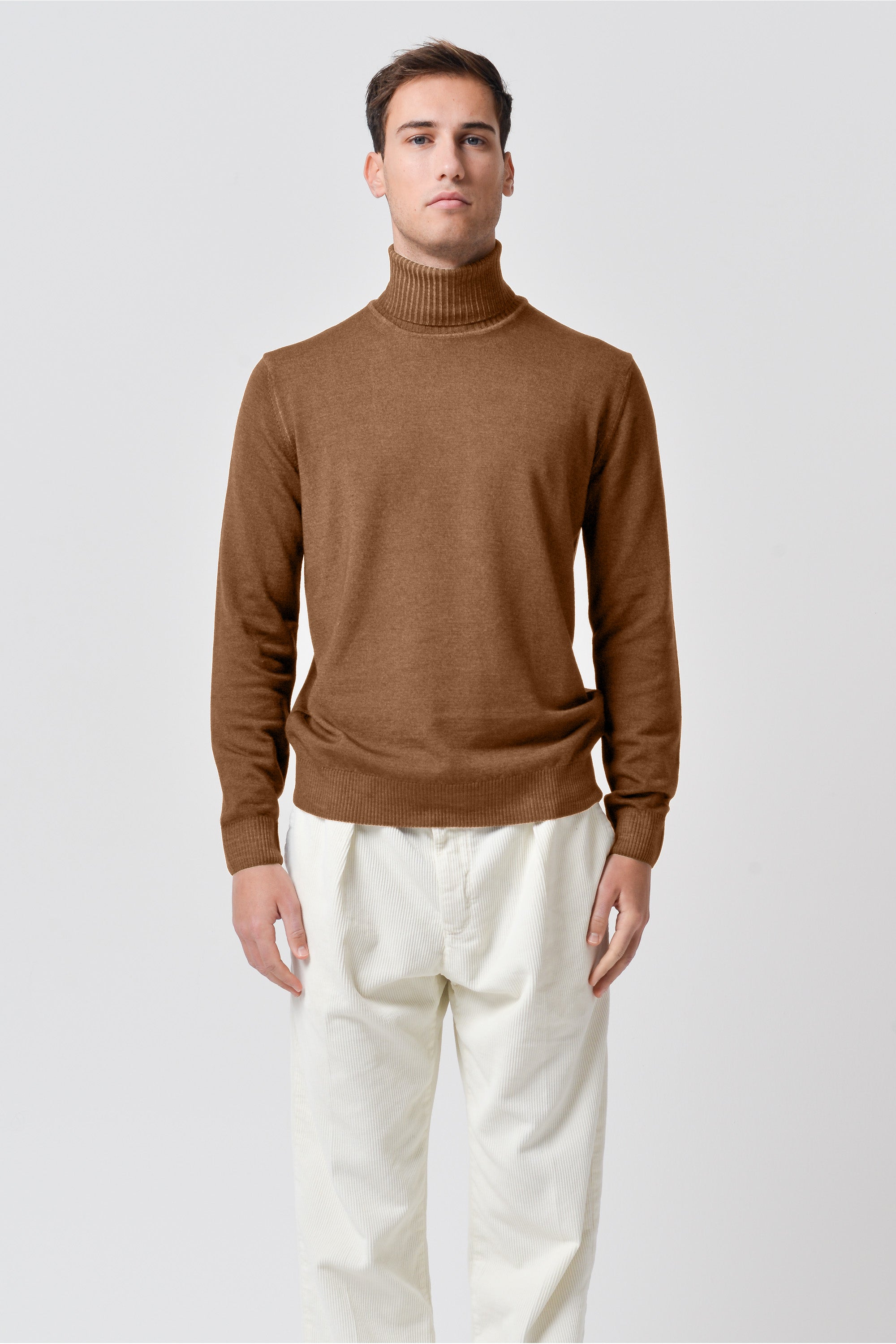 Haster - Extrafine Merino Wool Turtleneck Sweater - Wood