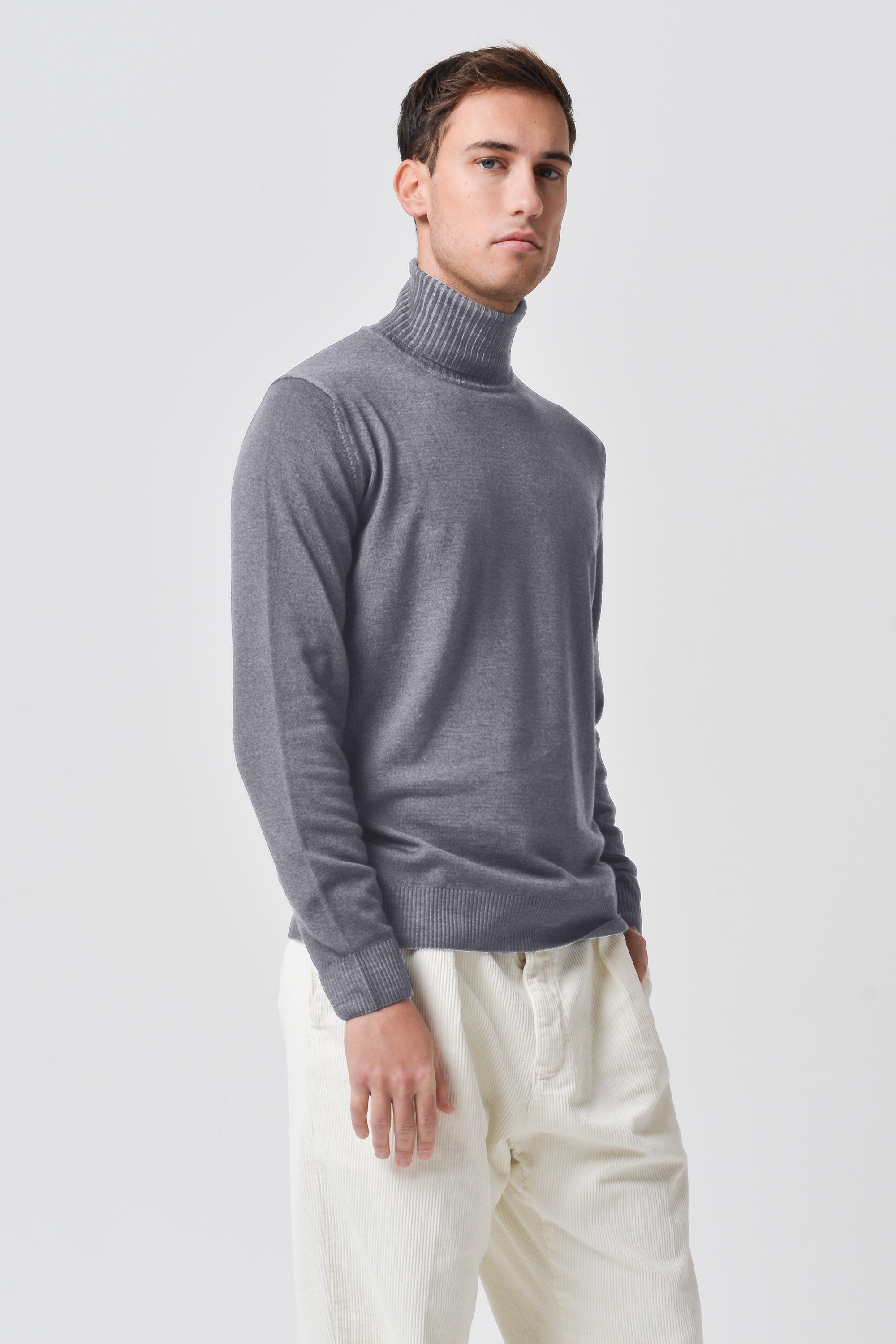 Haster - Extrafine Merino Wool Turtleneck Sweater - Cenere
