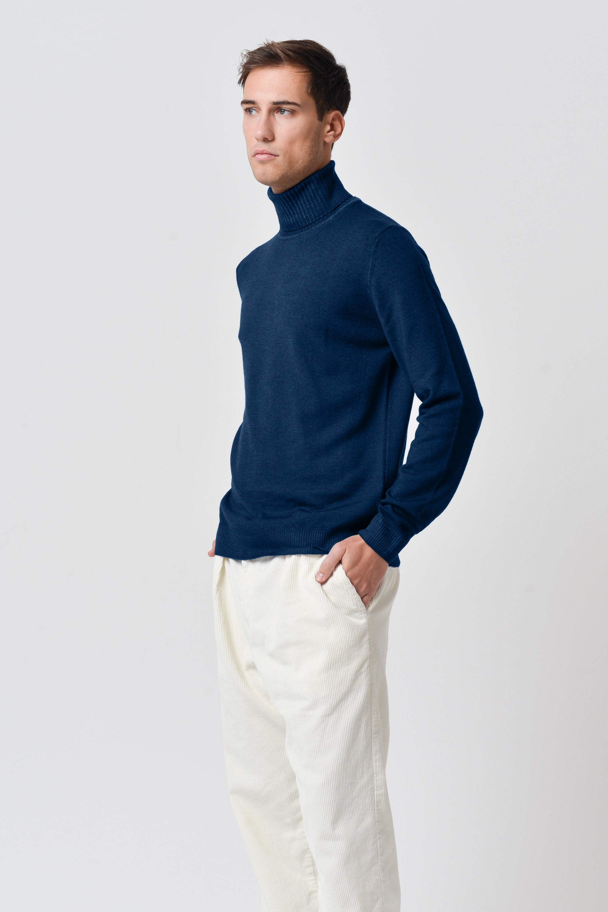 Haster - Extrafine Merino Wool Turtleneck Sweater - Navy
