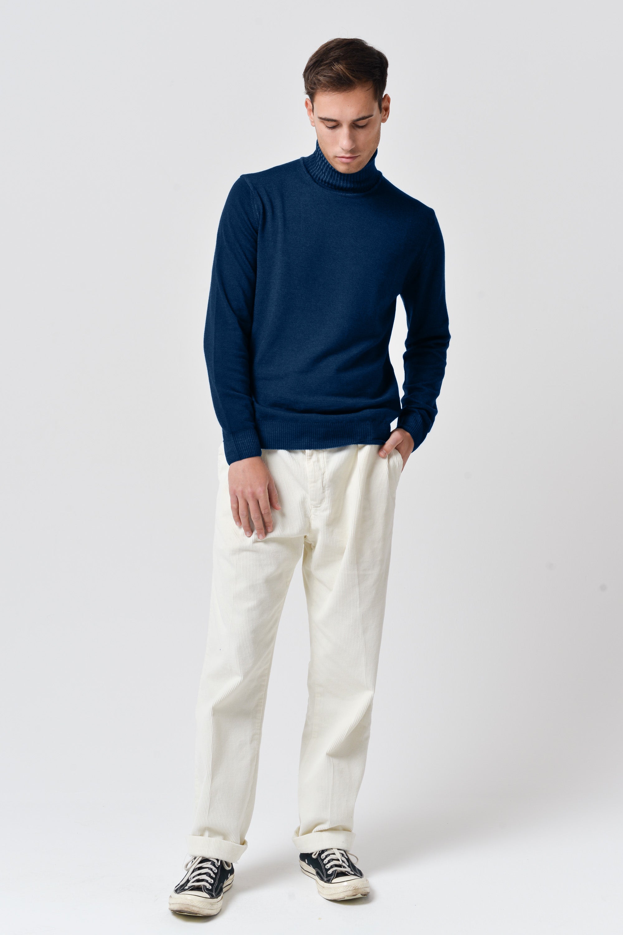 Haster - Extrafine Merino Wool Turtleneck Sweater - Navy