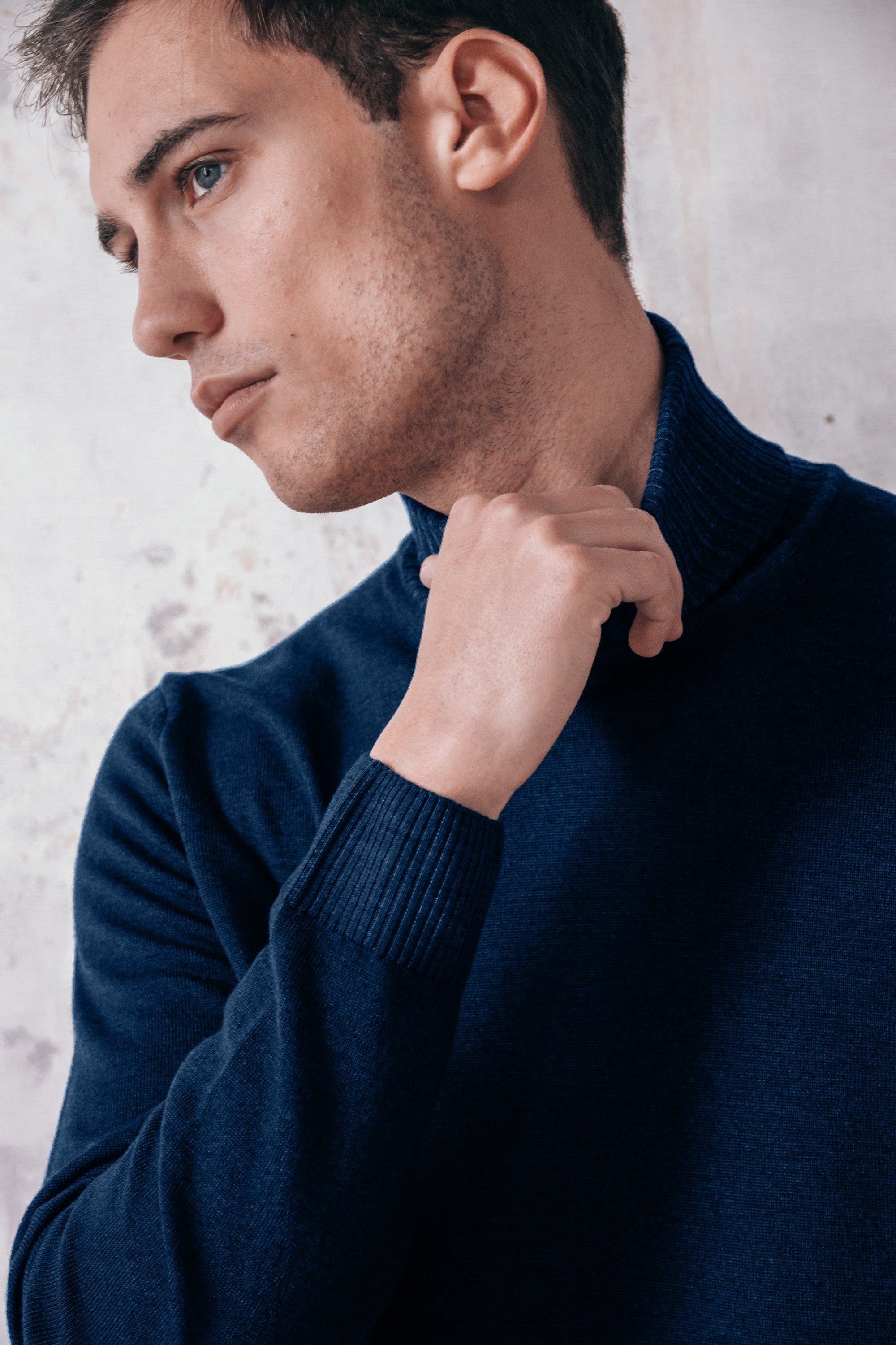 Haster - Extrafine Merino Wool Turtleneck Sweater - Navy
