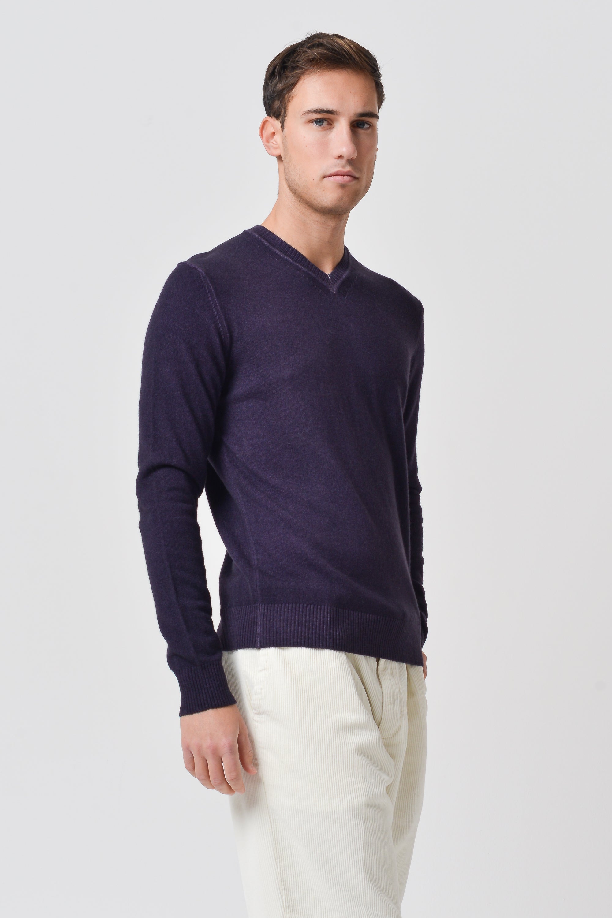 Vick Cashmere V-Neck - Mirtillo
