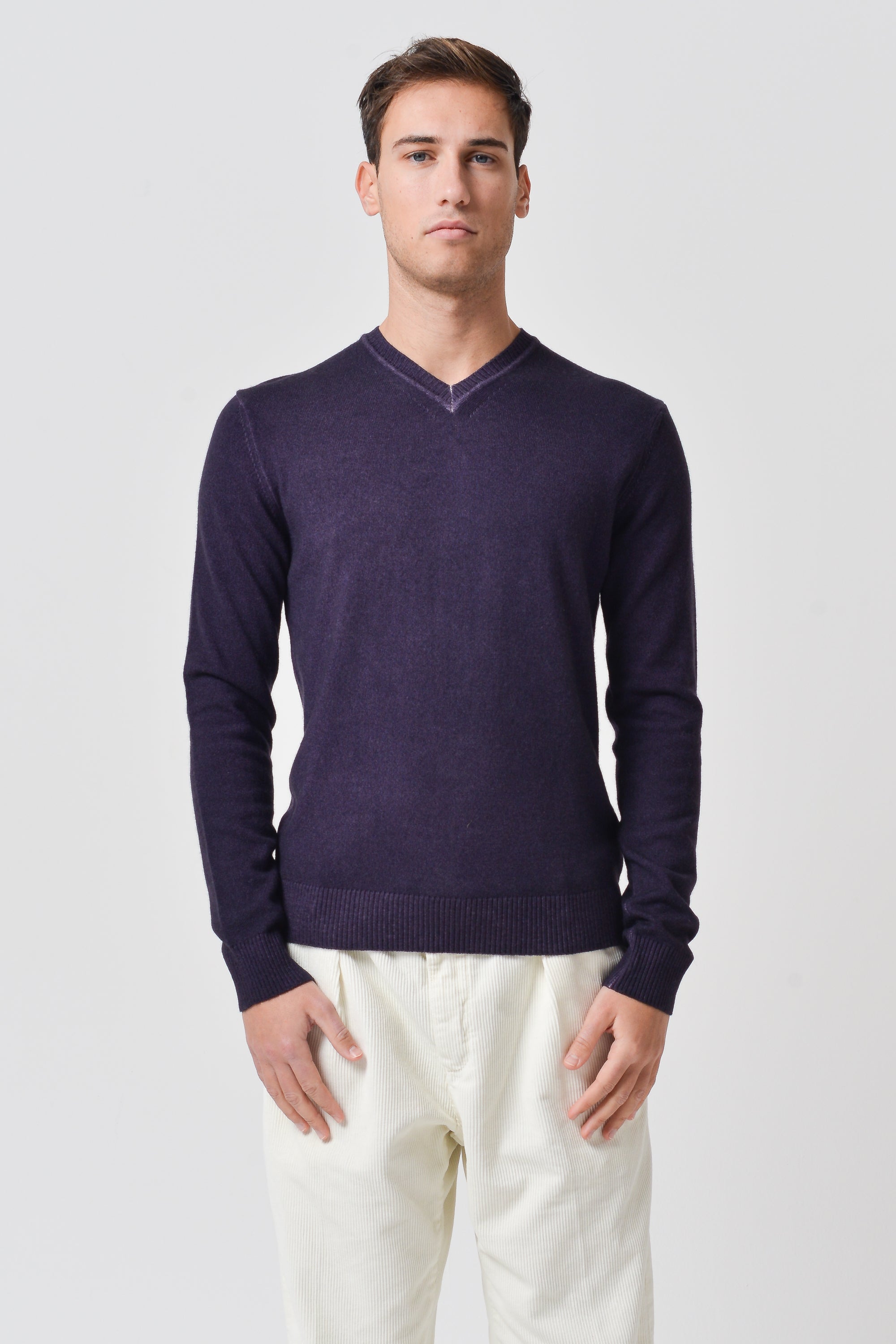 Vick Cashmere V-Neck - Mirtillo