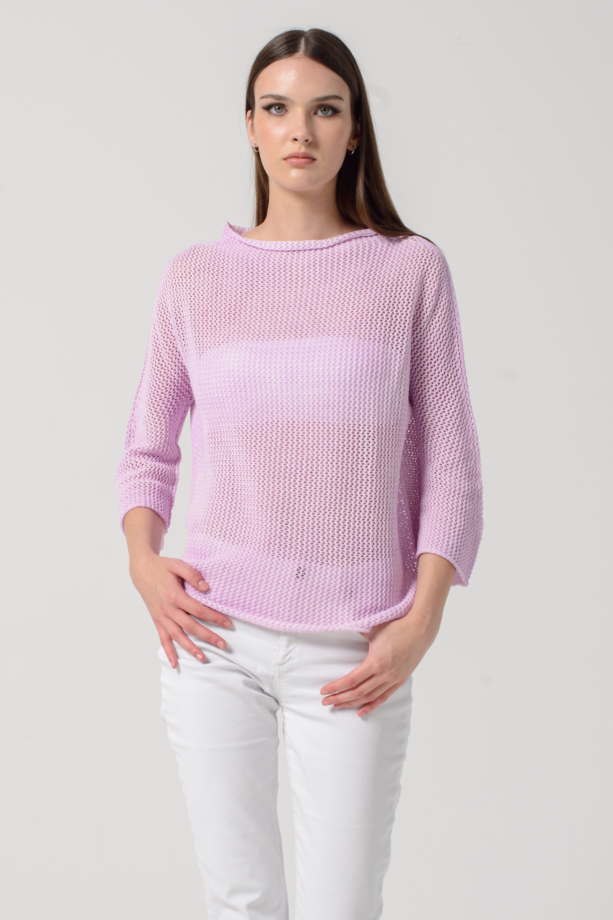 Fresh Cotton Openwork Jumper - Quarzo