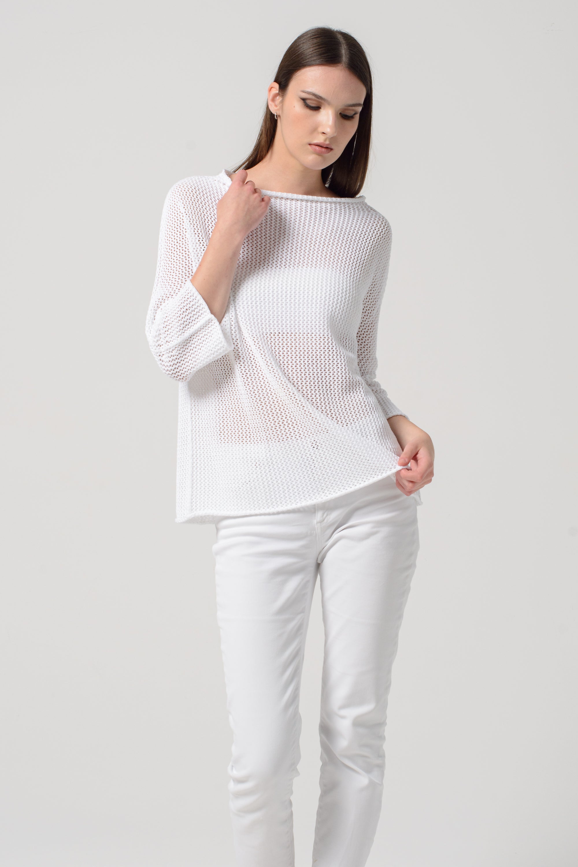 Fresh Cotton Openwork Jumper - White