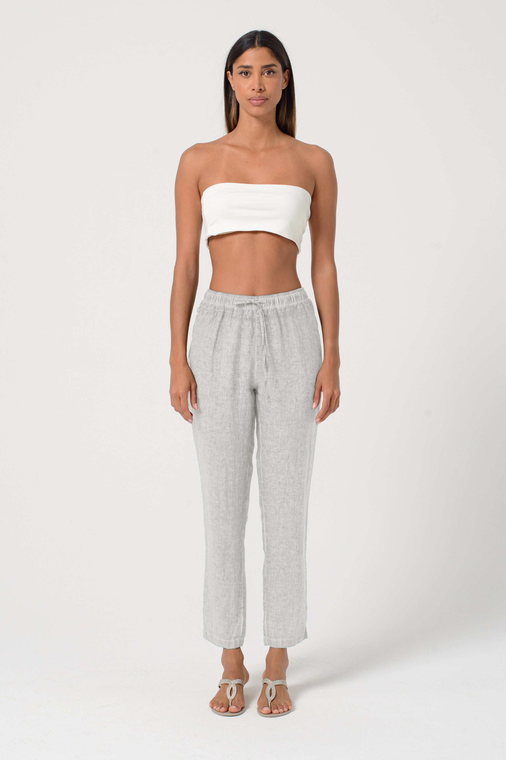 Linen Slacks - Platino
