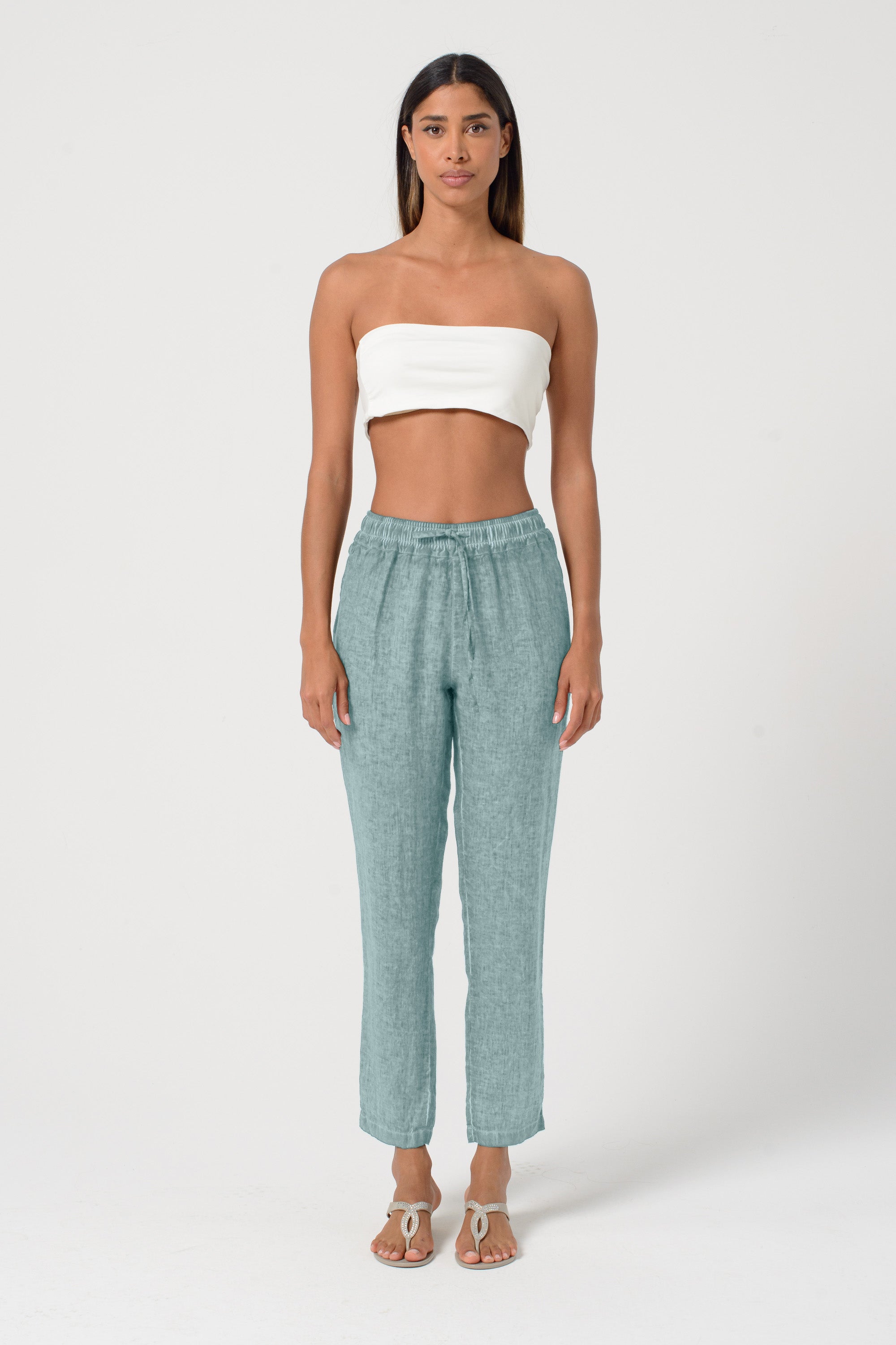 Linen Slacks - Shark