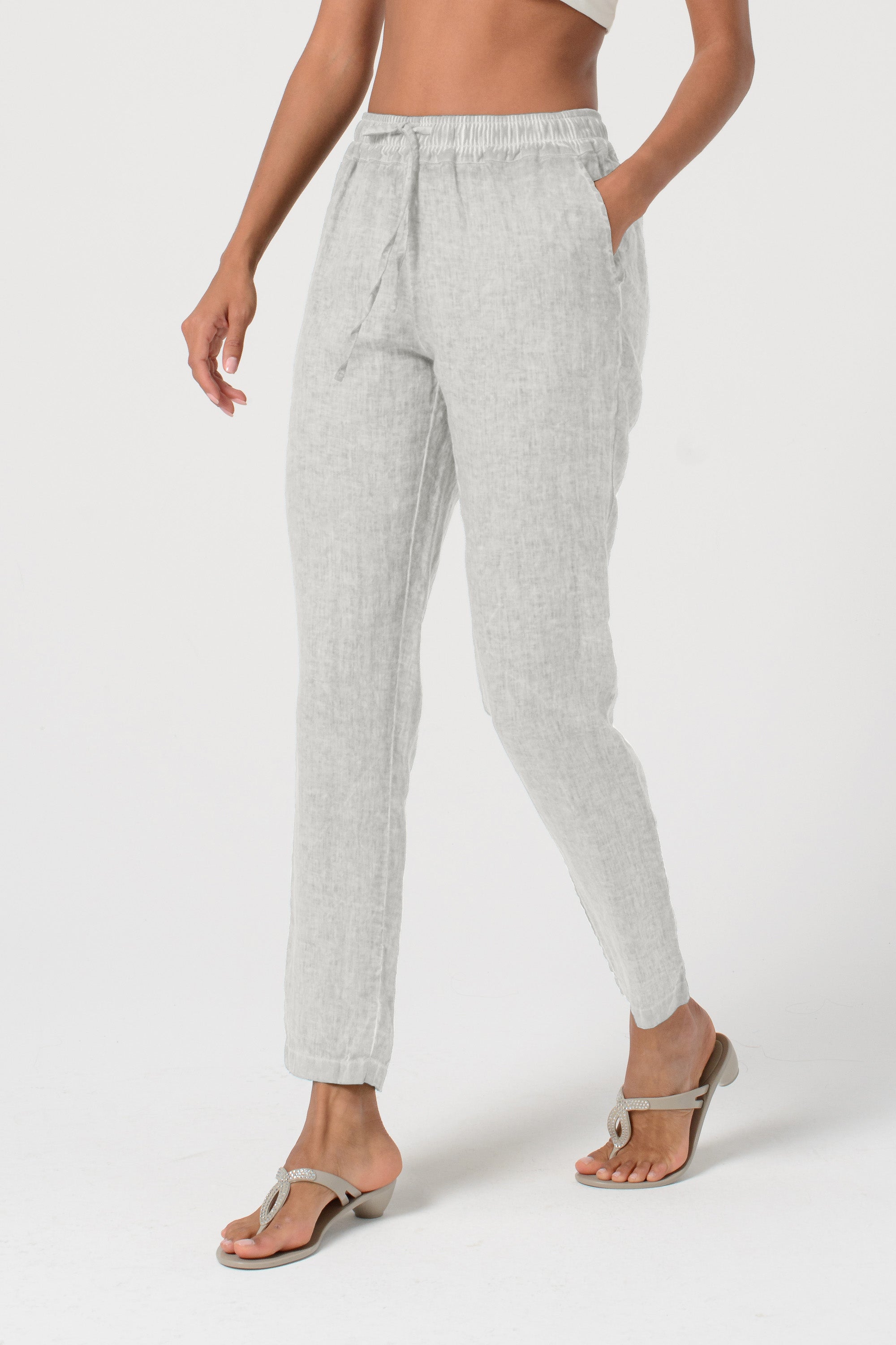 Linen Slacks - Platino