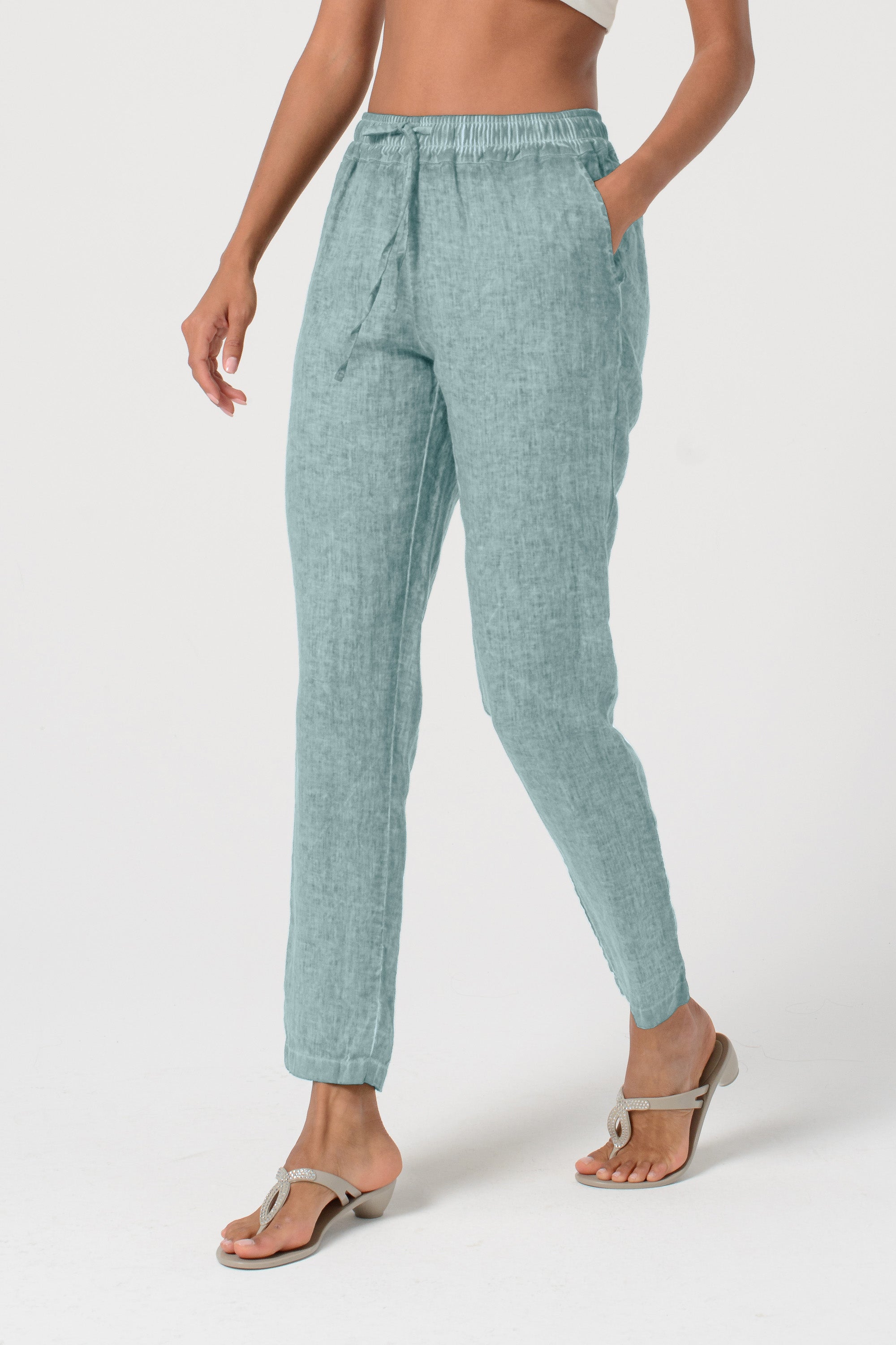 Linen Slacks - Shark