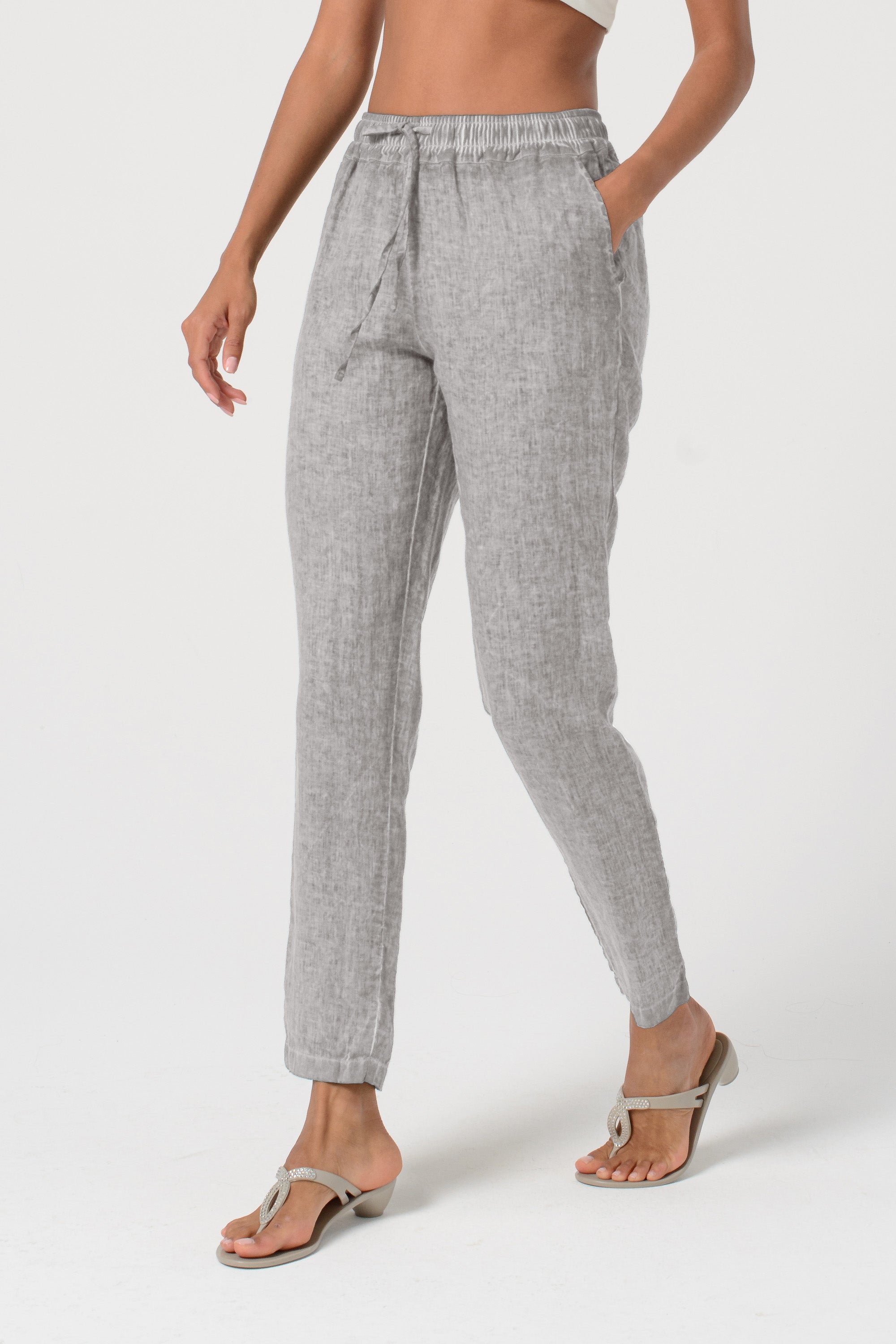 Linen Slacks - Steel