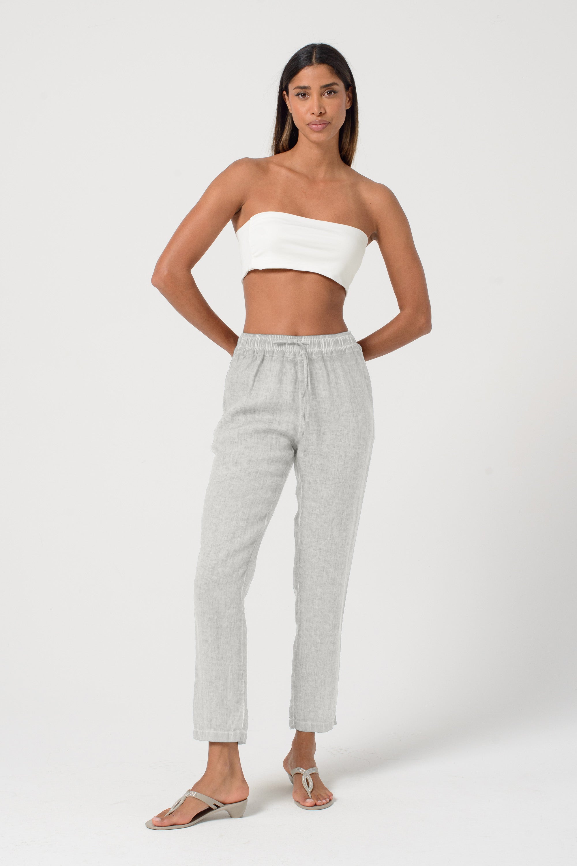 Linen Slacks - Platino