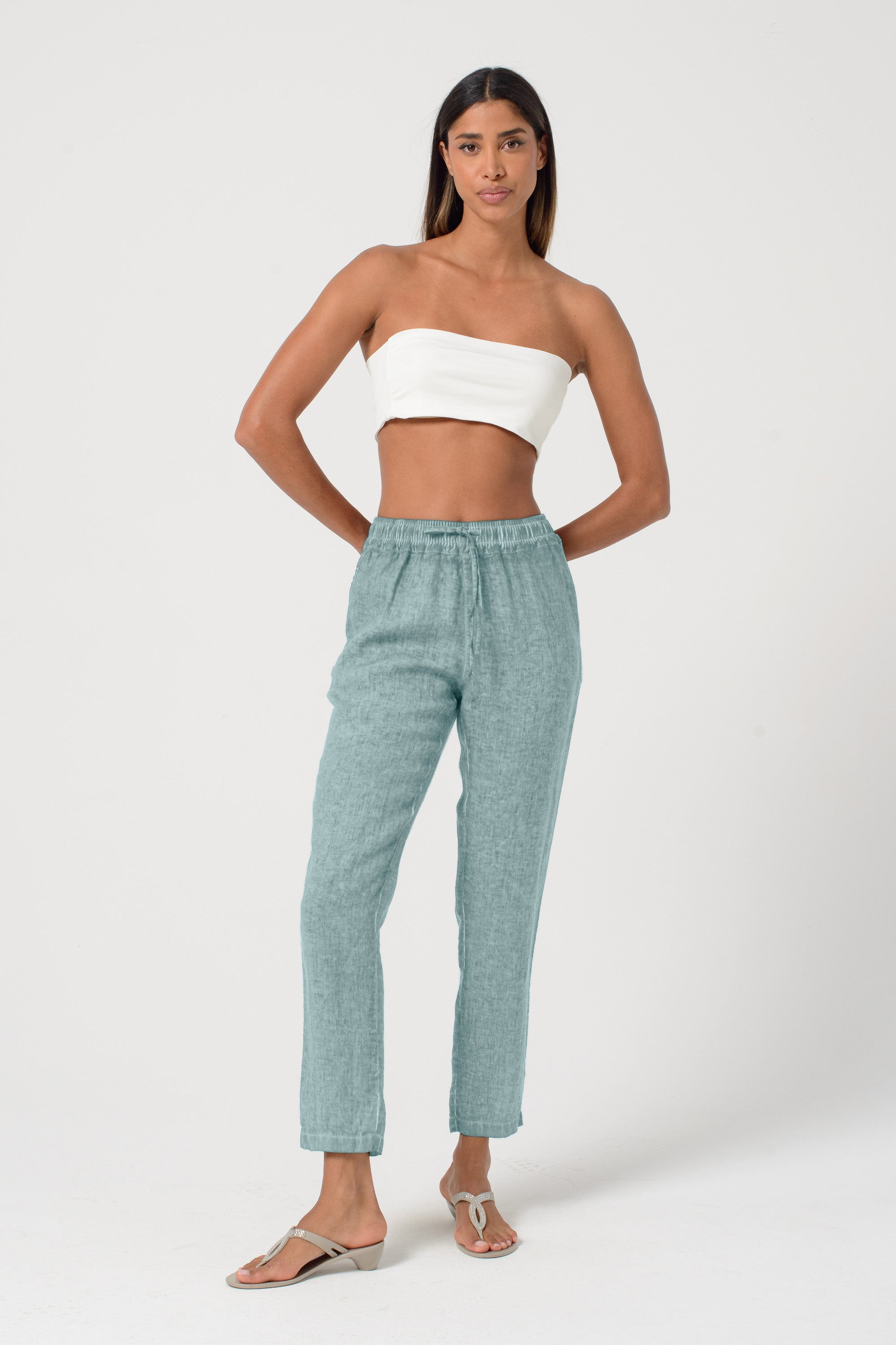 Linen Slacks - Shark