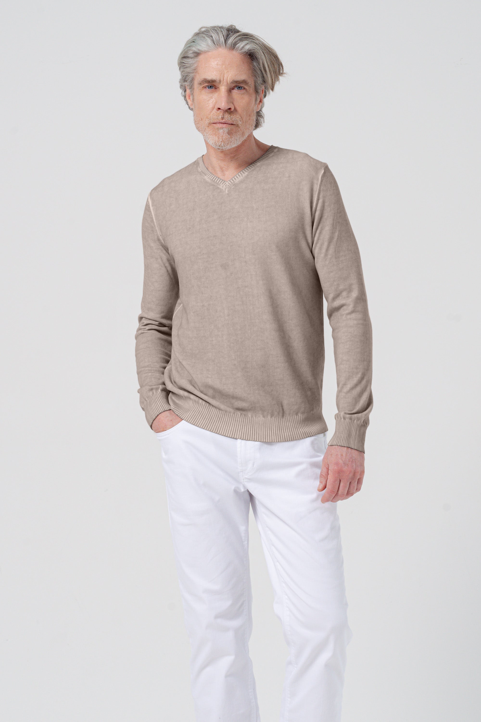 Micro Waffle V-Neck Knit - Corda