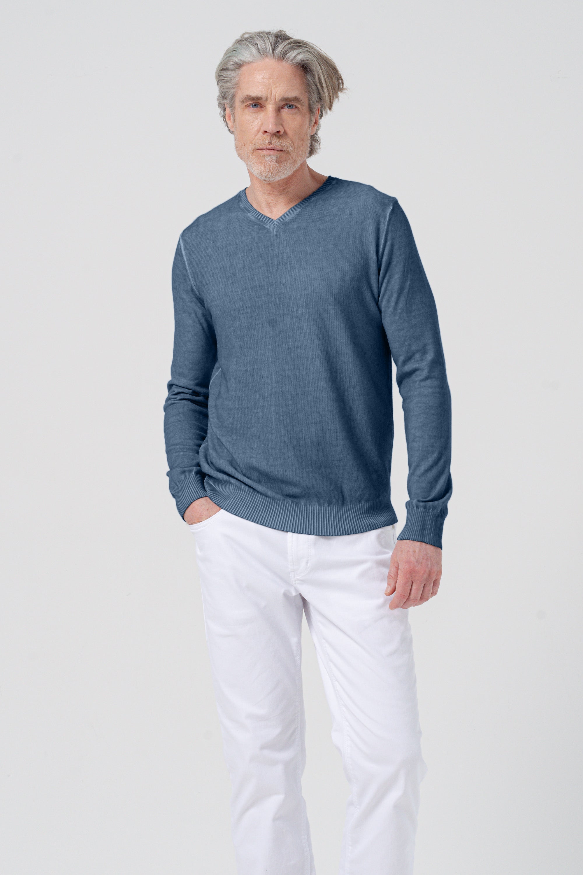 Scollo-V Grana Riso - Jeans