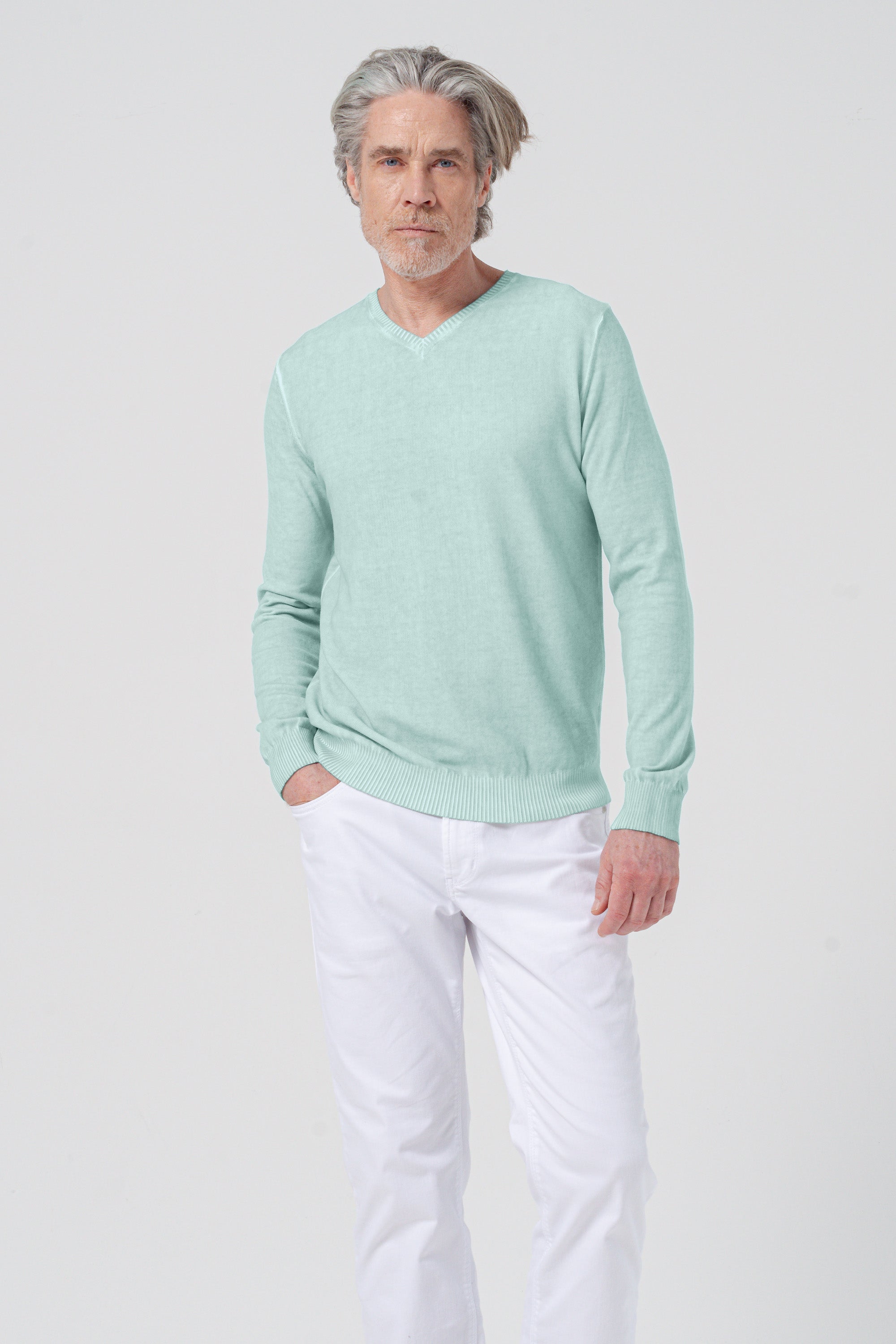 Micro Waffle V-Neck Knit - Tahiti