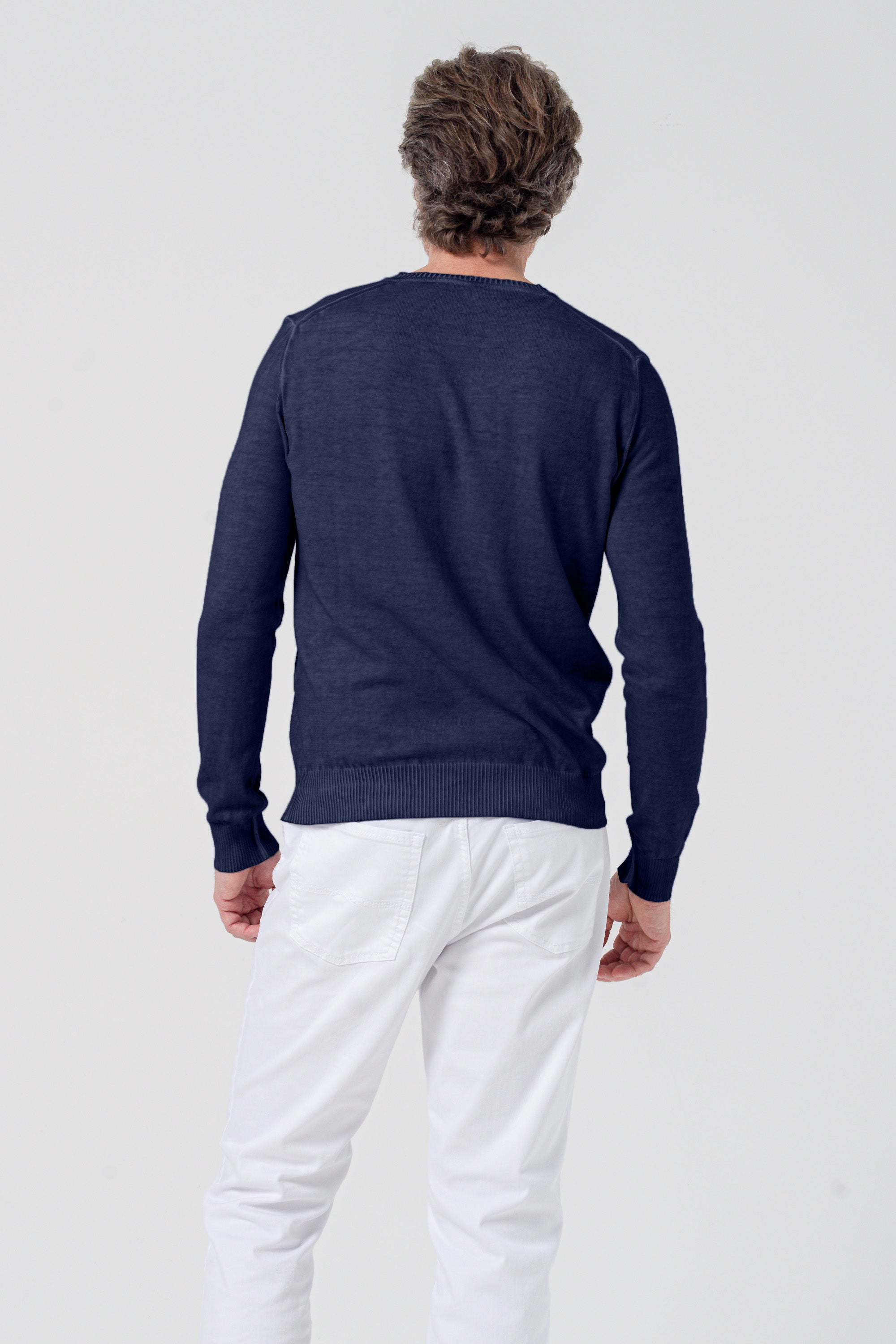 Scollo-V Grana Riso - Navy