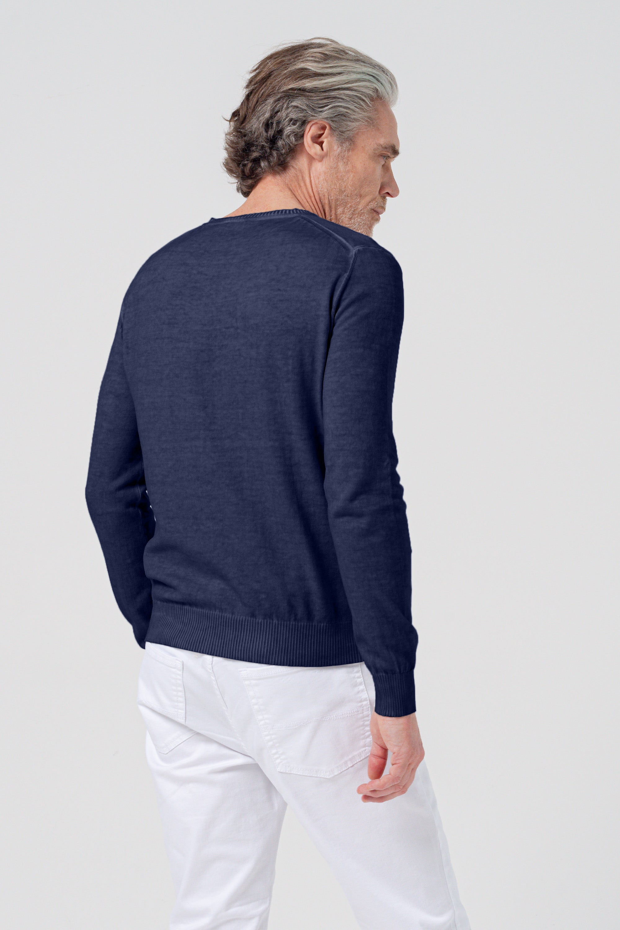 Scollo-V Grana Riso - Navy