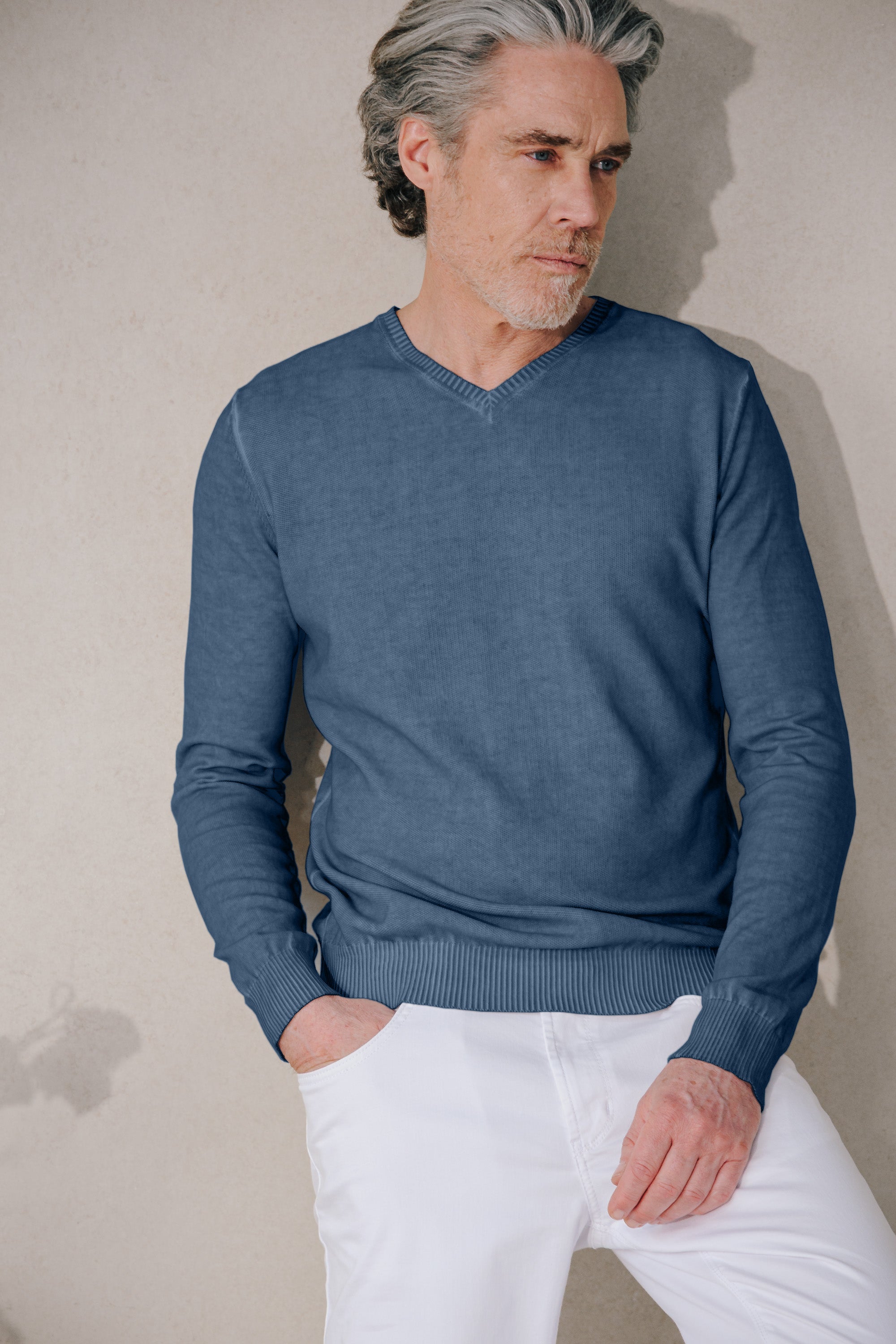 Scollo-V Grana Riso - Jeans