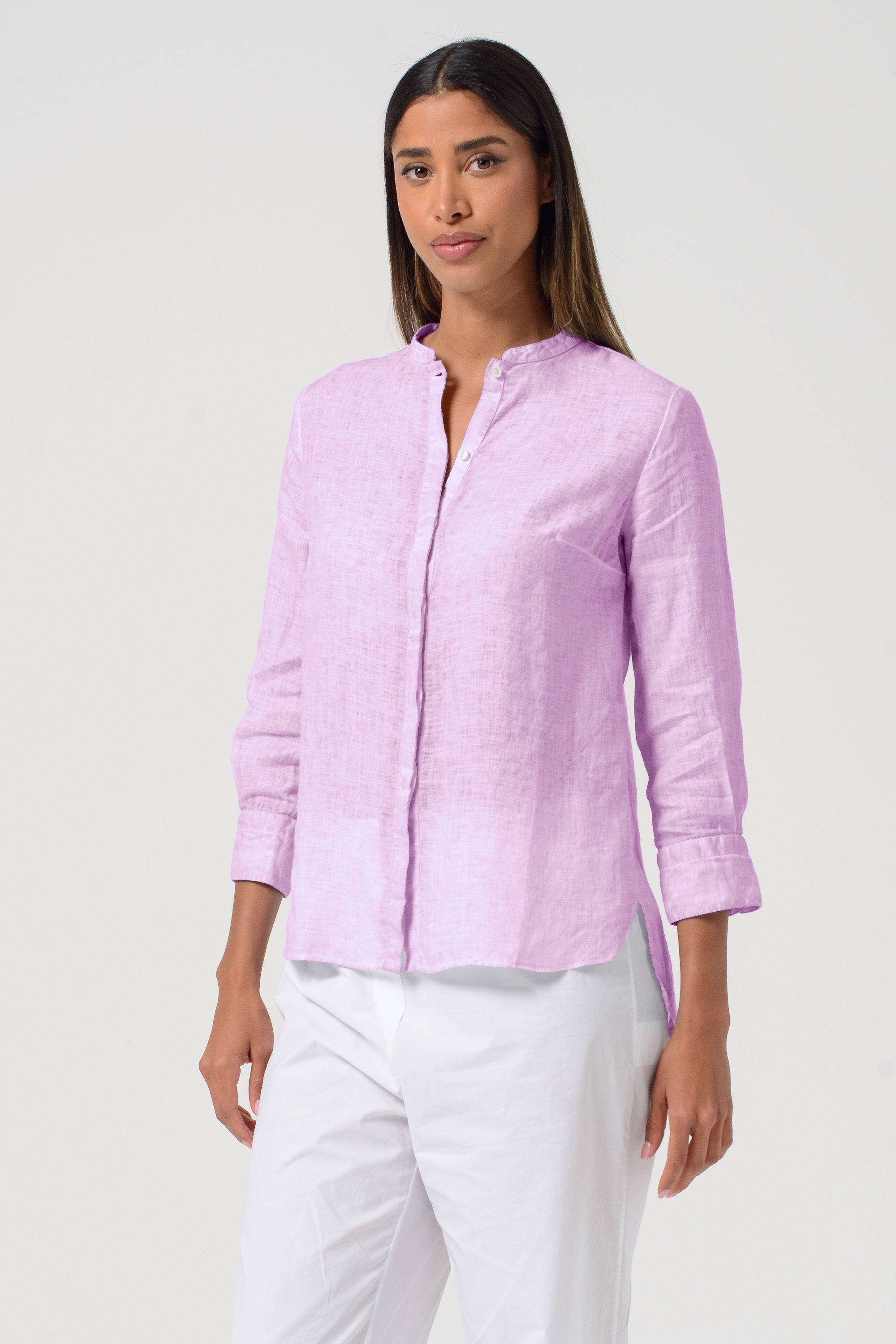 Camicia Coreana Lino - Quarzo
